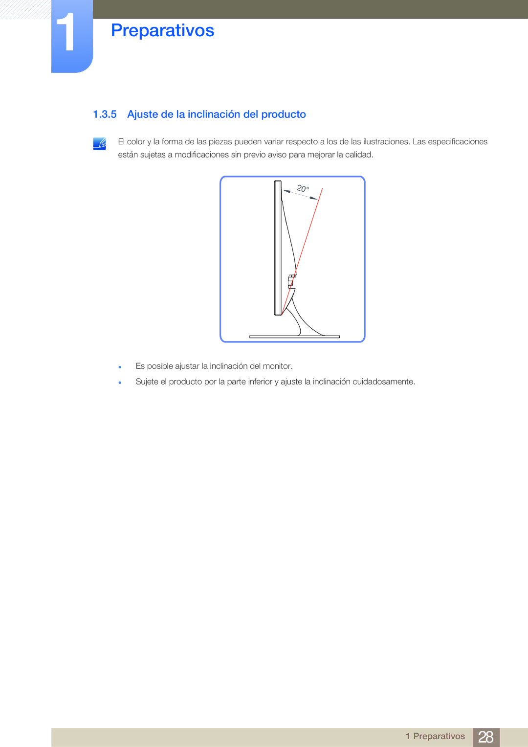 Samsung LS23A700DS/ZA manual Ajuste de la inclinación del producto 