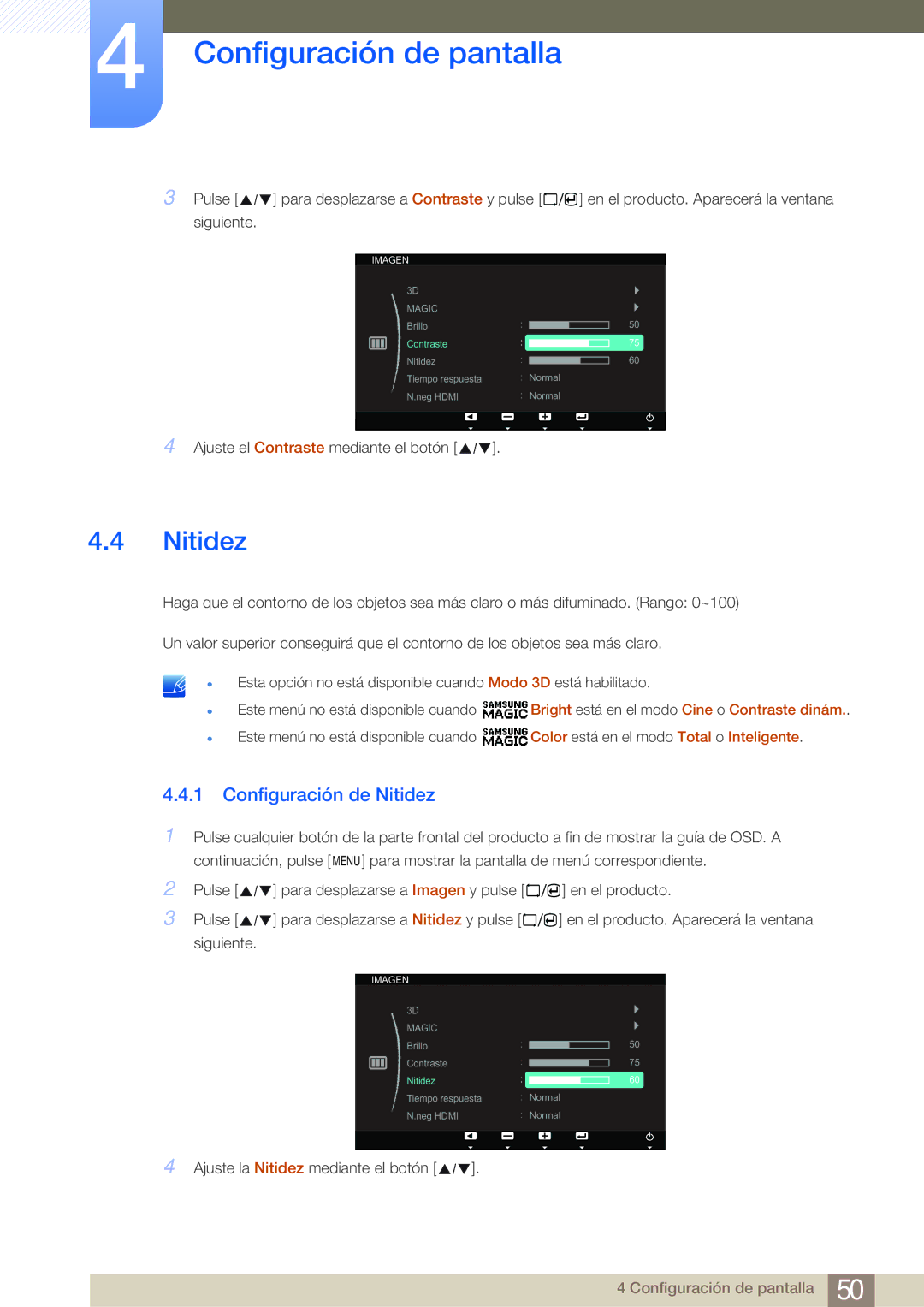 Samsung LS23A700DS/ZA manual Configuración de Nitidez 