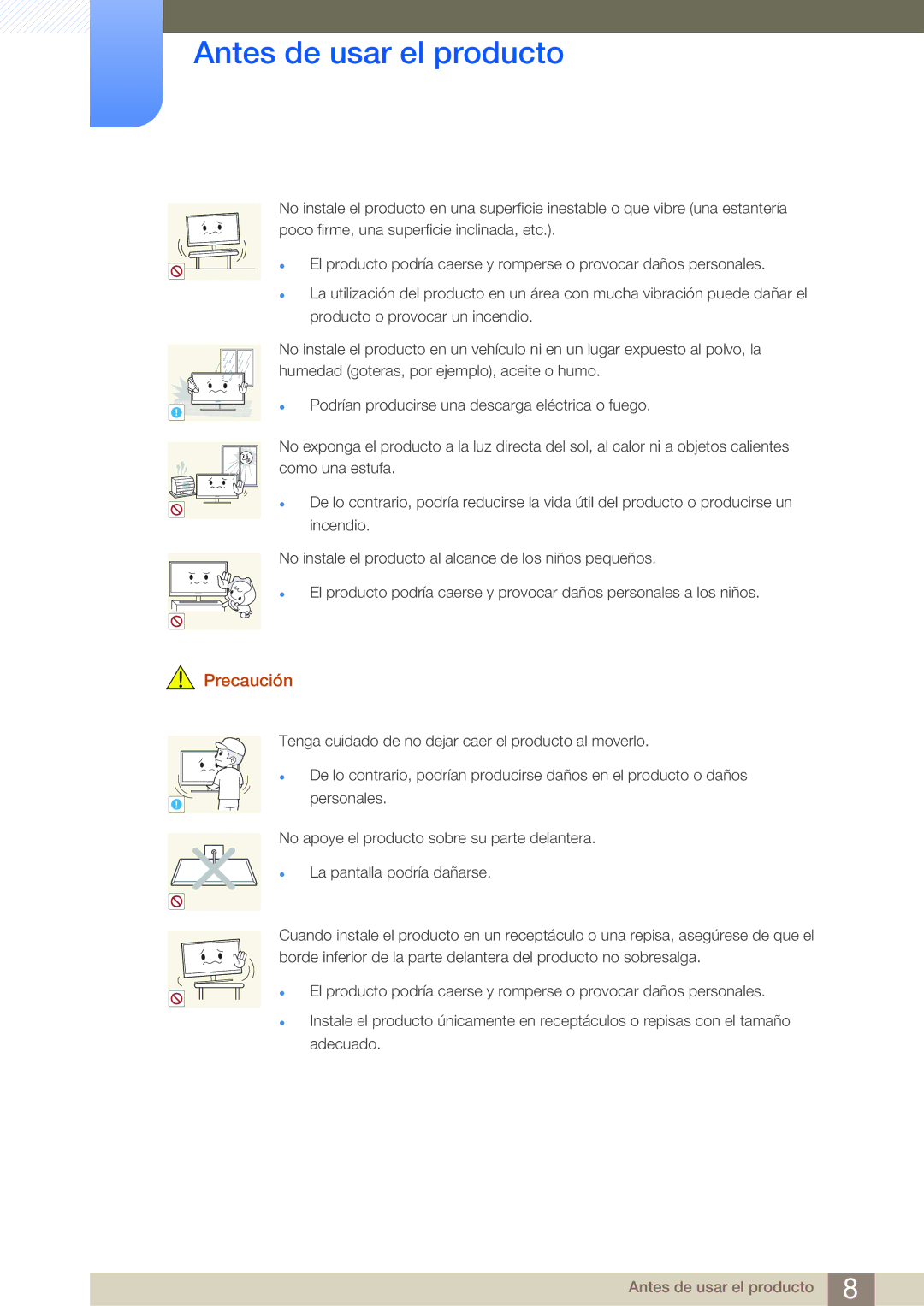 Samsung LS23A700DS/ZA manual Antes de usar el producto 