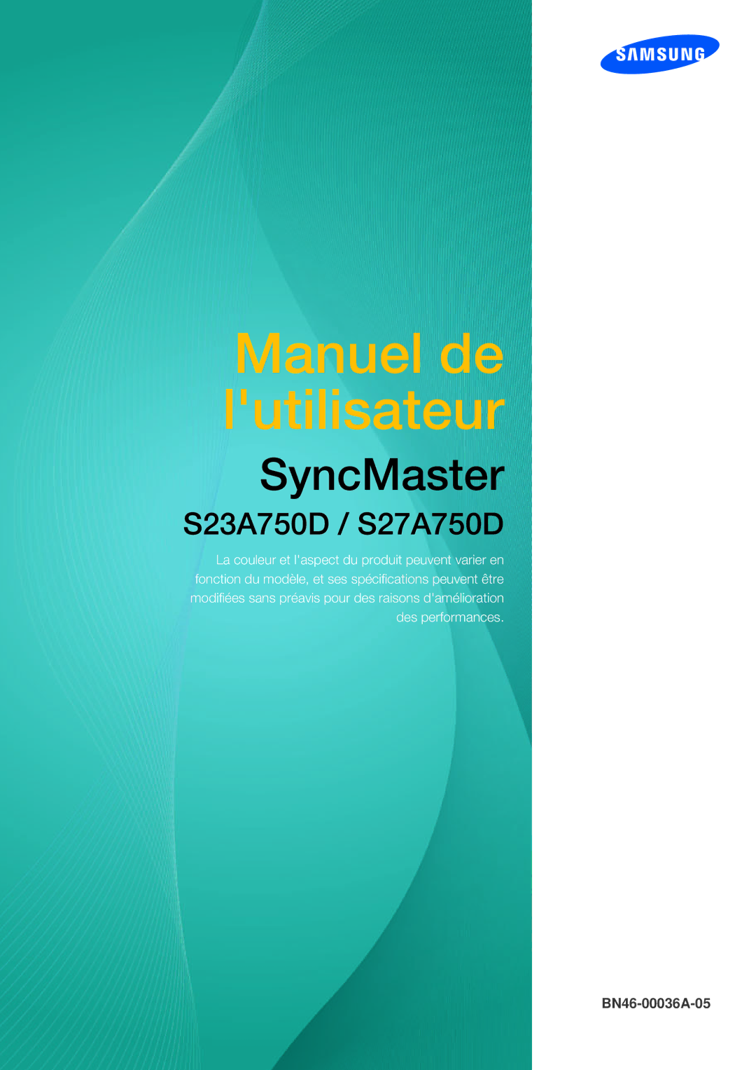 Samsung LS27A750DS/EN, LS23A750DS/EN, LS23A750DSL/EN manual Manuel de lutilisateur 