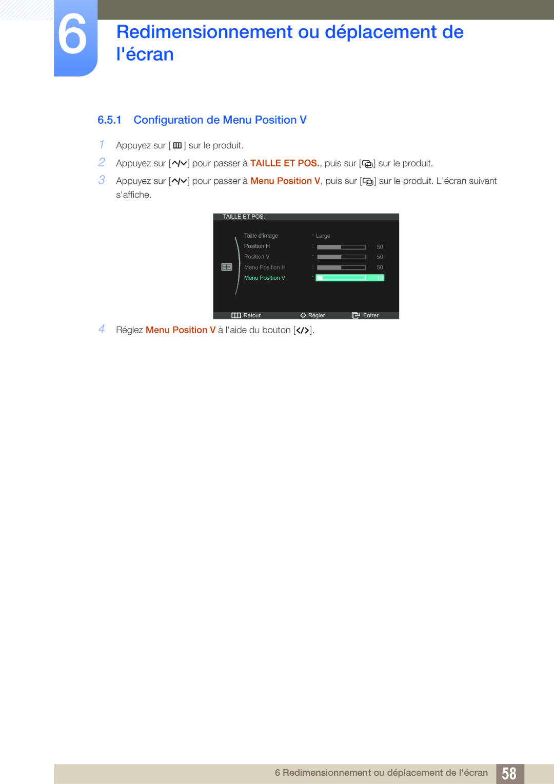 Samsung LS27A750DS/EN, LS23A750DS/EN, LS23A750DSL/EN manual Configuration de Menu Position 