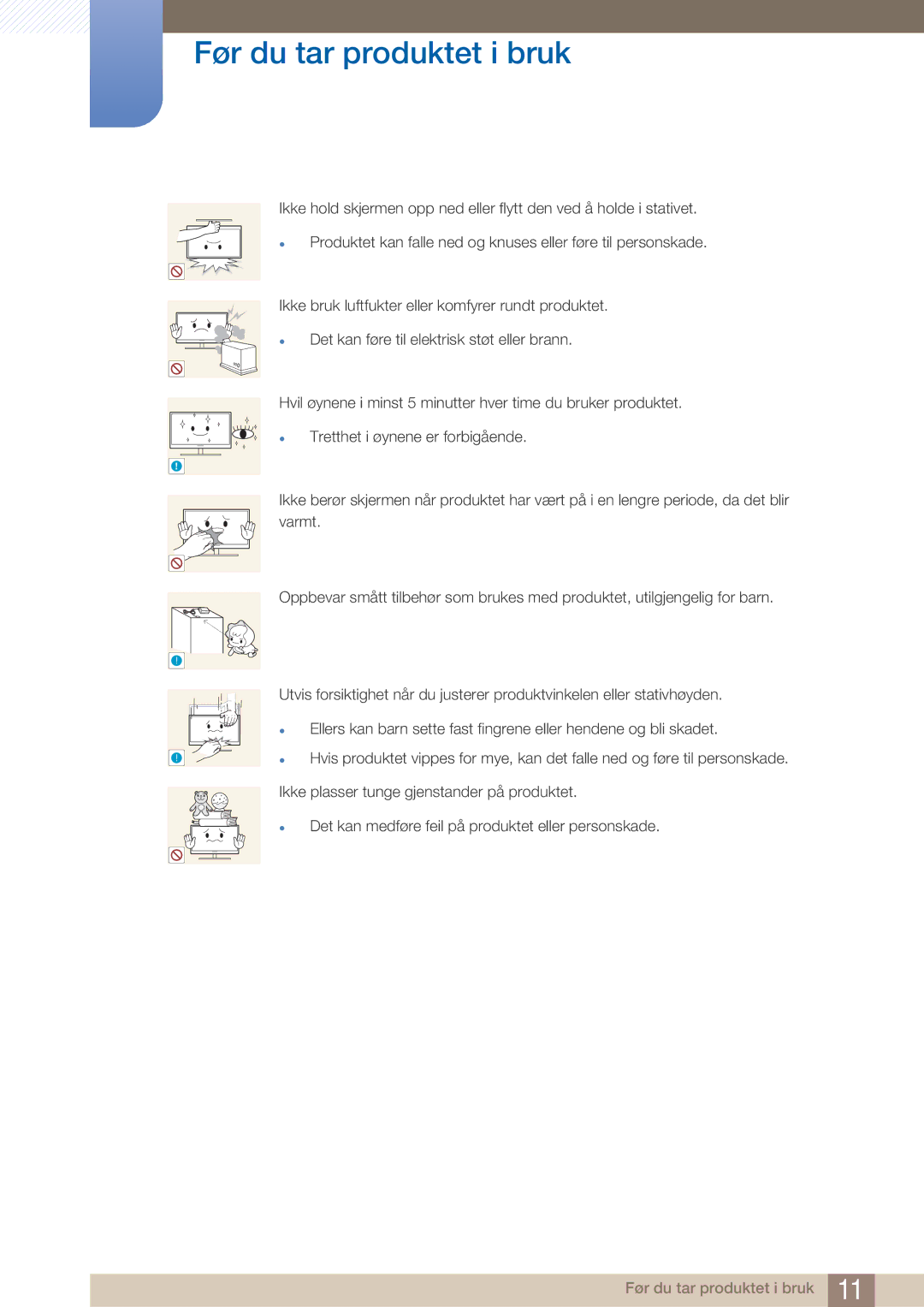 Samsung LS27A750DS/EN, LS23A750DS/EN manual Før du tar produktet i bruk 