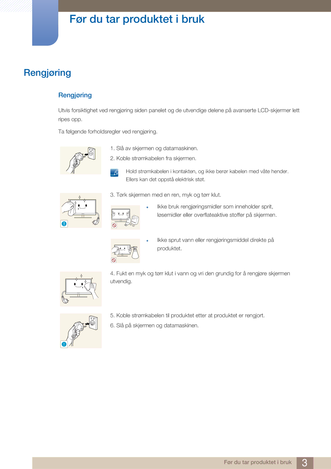 Samsung LS27A750DS/EN, LS23A750DS/EN manual Rengjøring 