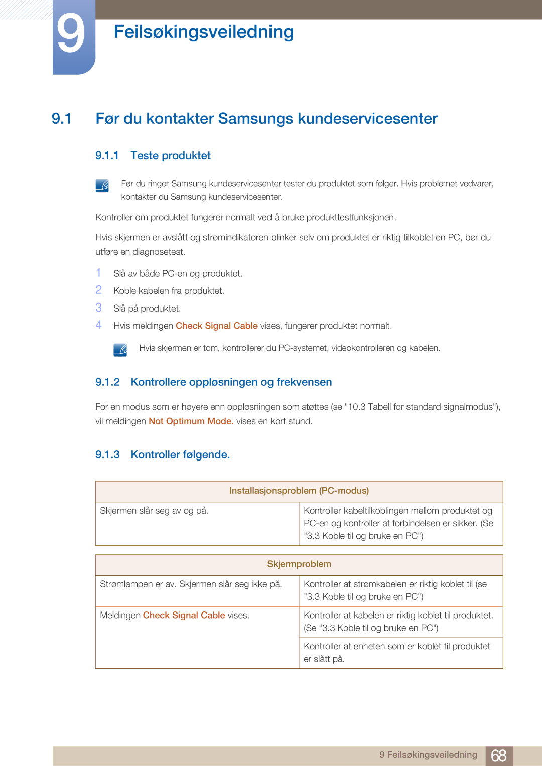 Samsung LS23A750DS/EN, LS27A750DS/EN Feilsøkingsveiledning, Før du kontakter Samsungs kundeservicesenter, Teste produktet 