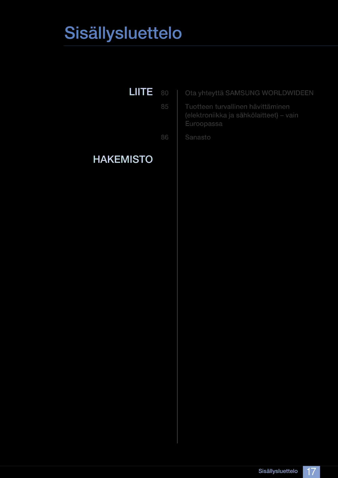 Samsung LS27A750DS/EN, LS23A750DS/EN manual Liite Hakemisto 