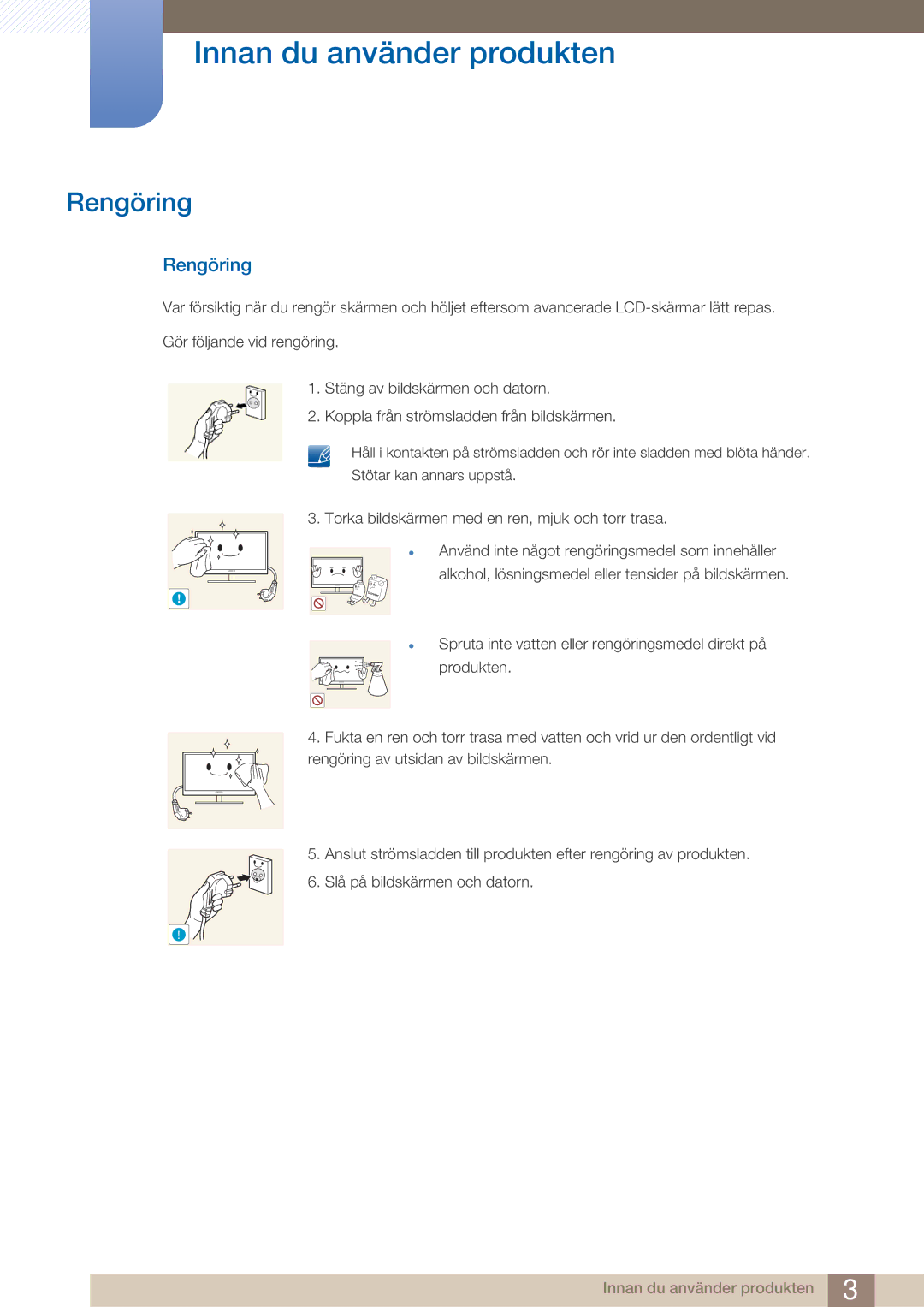 Samsung LS27A750DS/EN, LS23A750DS/EN manual Rengöring 