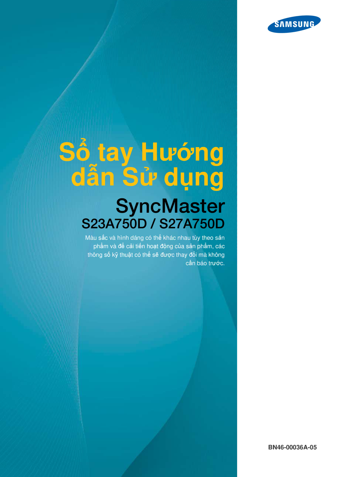 Samsung LS23A750DS/XV, LS23A750DSL/XY manual Sổ tay Hướng dẫn Sử dụng 