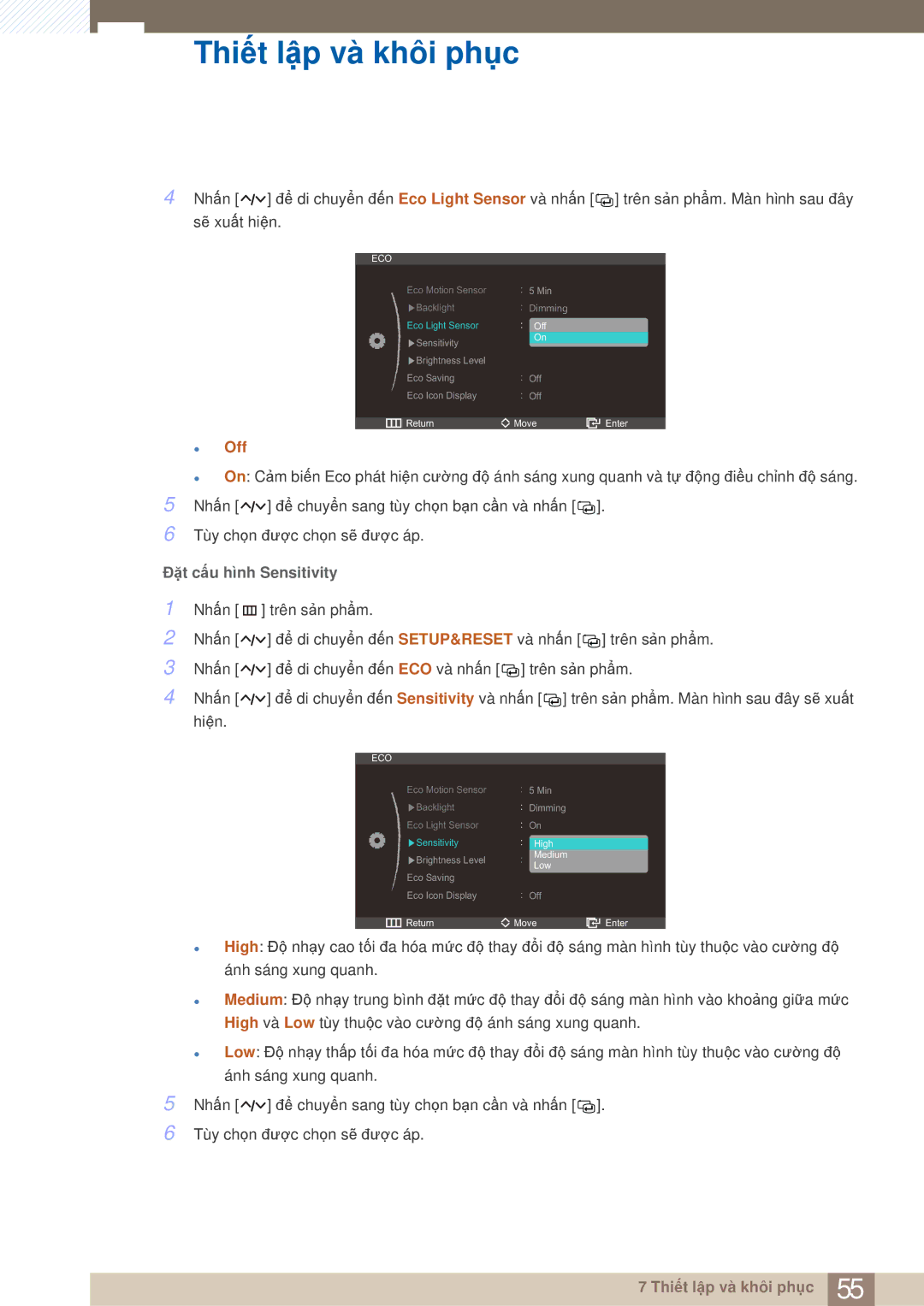Samsung LS23A750DS/XV, LS23A750DSL/XY manual Đặt cấu hình Sensitivity 