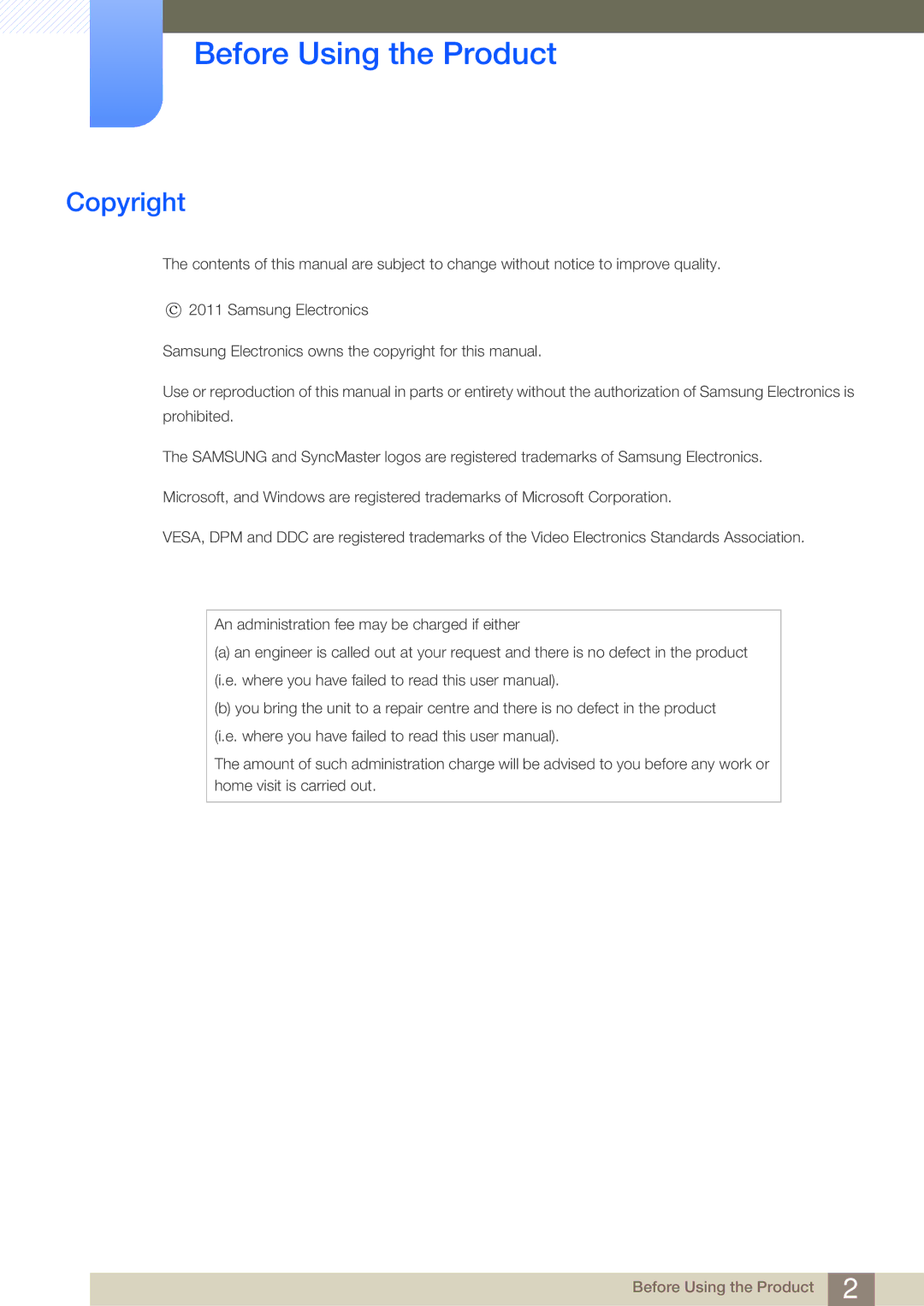 Samsung LS27A950DSL/XJ, LS23A950DSL/EN, LS27A950DS/ZA, LS23A950DS/XJ, LS27A950DS/XJ manual Before Using the Product, Copyright 