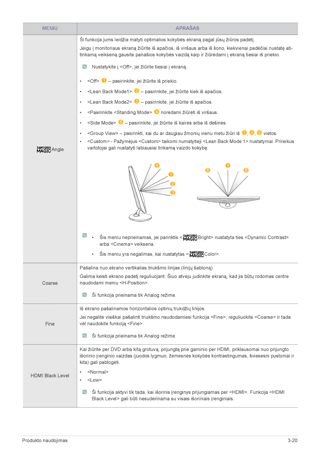 Samsung LS22A300NS/EN, LS23B300BS/EN, LS19B300NS/EN manual Vartotojai gali nustatyti labiausiai tinkamą vaizdo kokybę 