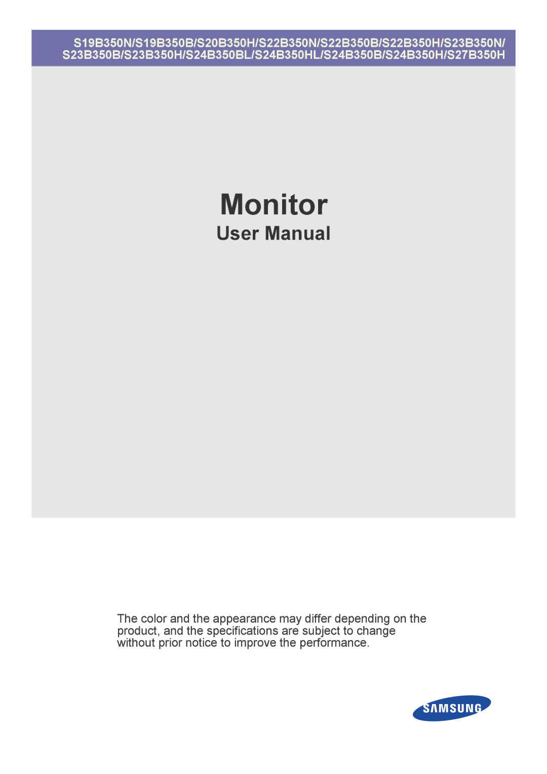 Samsung LS23B350HSH/XJ, LS23B350BS/EN, LS22B350HSH/XJ, LS27B350HSH/XJ, LS24B350HS/EN, LS19B350NS/EN manual Monitor 