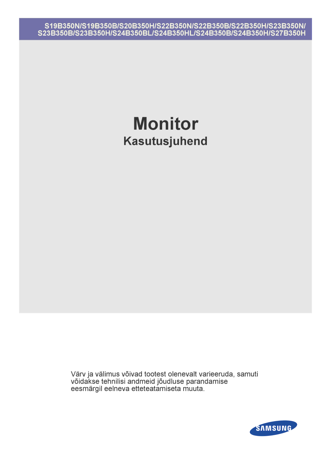 Samsung LS24B350HS/EN, LS23B350BS/EN, LS24B350HSY/EN, LS23B350HS/EN, LS27B350HS/EN, LS22B350HS/EN manual Monitor 