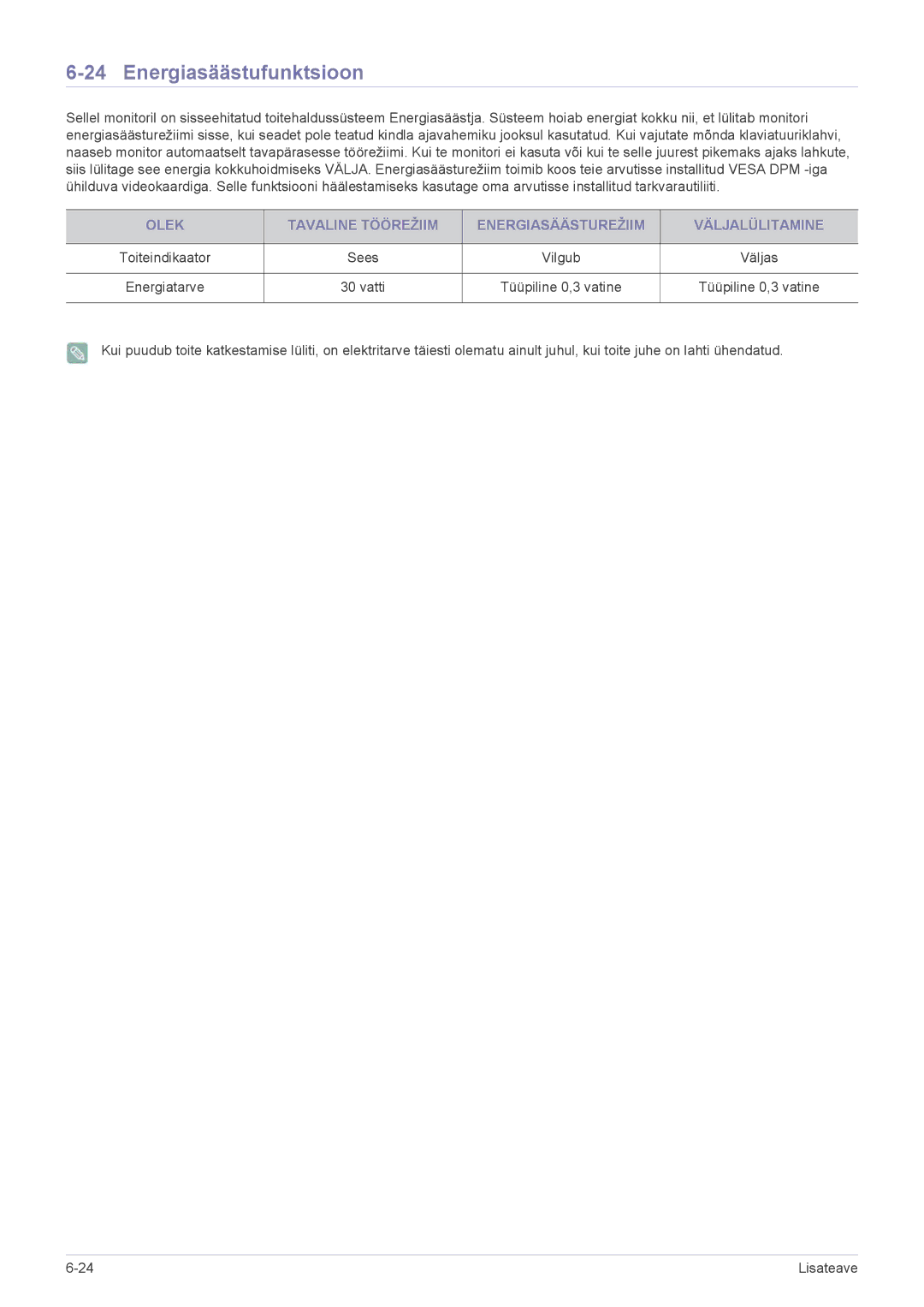 Samsung LS24B350HS/EN, LS23B350BS/EN, LS24B350HSY/EN, LS23B350HS/EN, LS27B350HS/EN, LS22B350HS/EN manual Energiasäästufunktsioon 