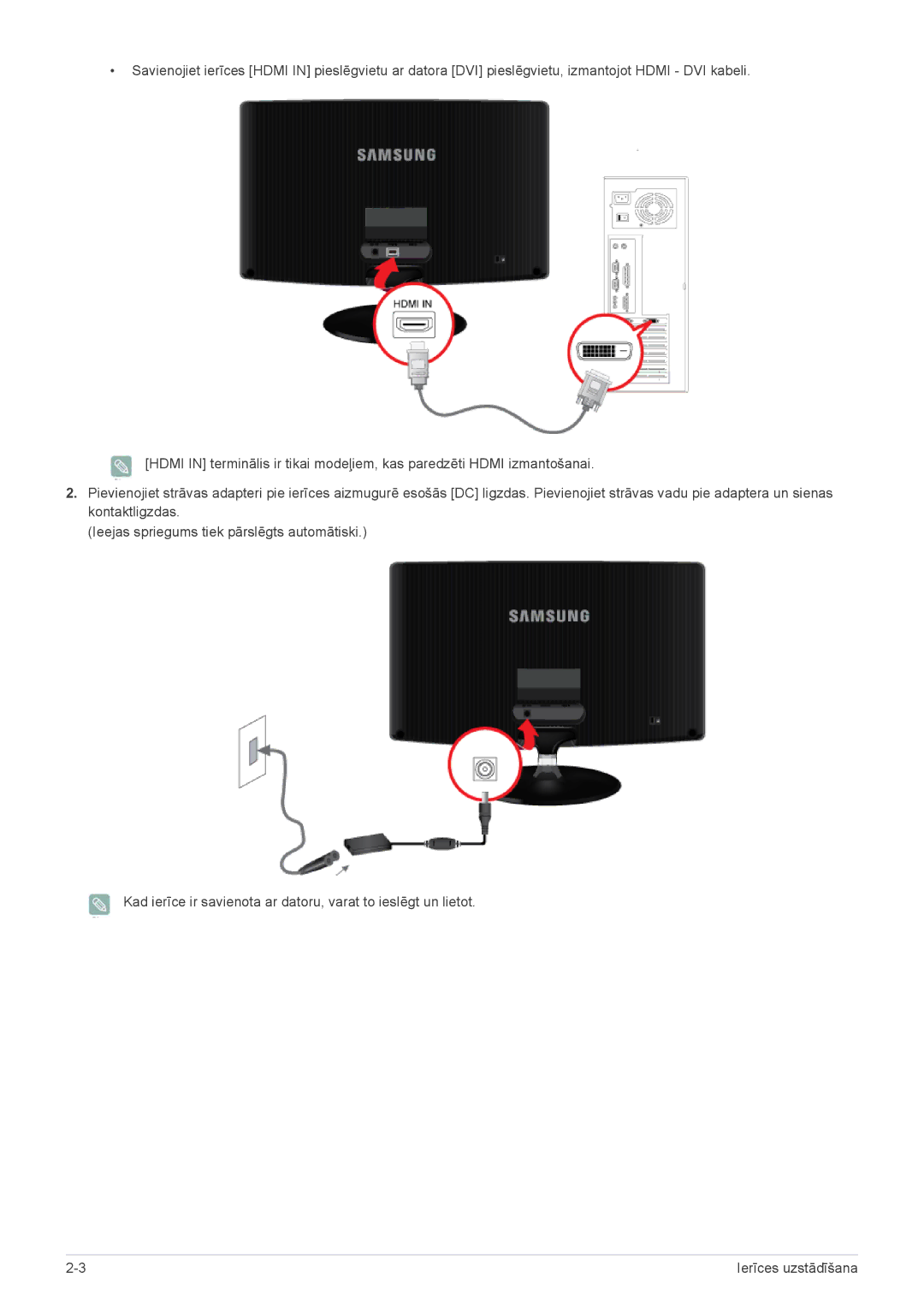 Samsung LS22B350HS/EN, LS23B350BS/EN, LS24B350HS/EN, LS24B350HSY/EN, LS23B350HS/EN, LS27B350HS/EN manual Ierīces uzstādīšana 