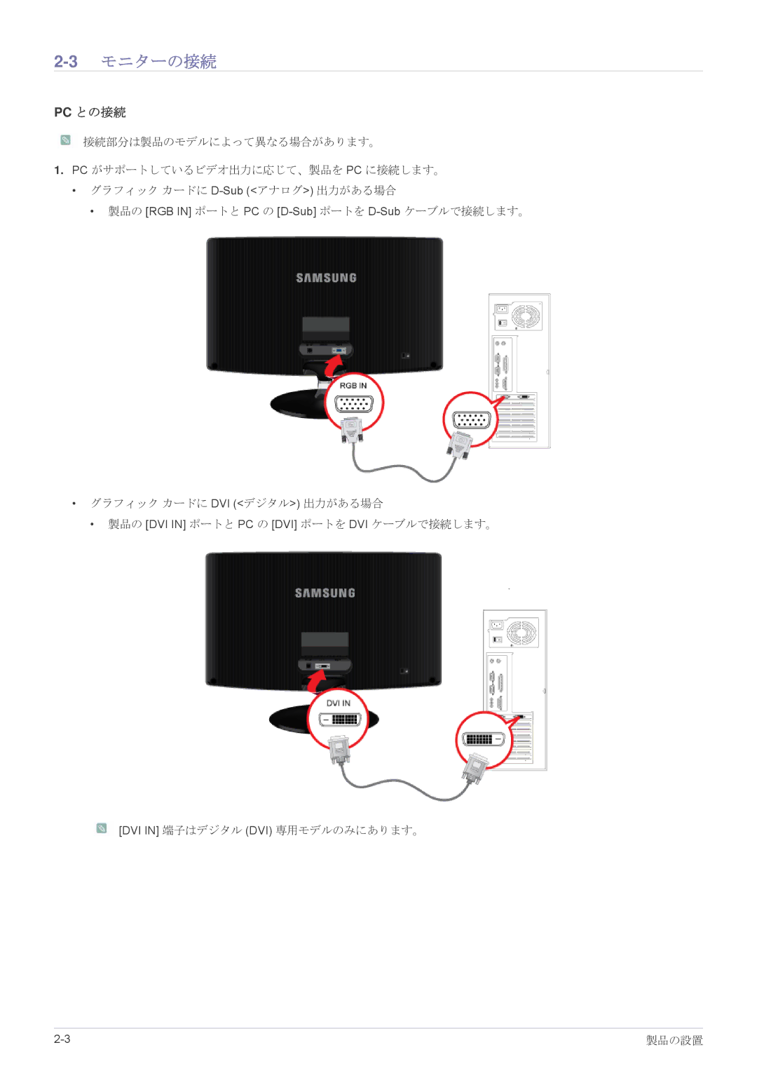 Samsung LS23B350HSH/XJ, LS22B350HSH/XJ, LS27B350HSH/XJ manual 3モニターの接続, Pc との接続 