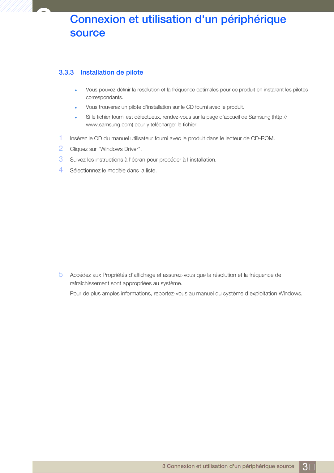 Samsung LS27B550VS/EN, LS23B550VS/EN manual Installation de pilote 