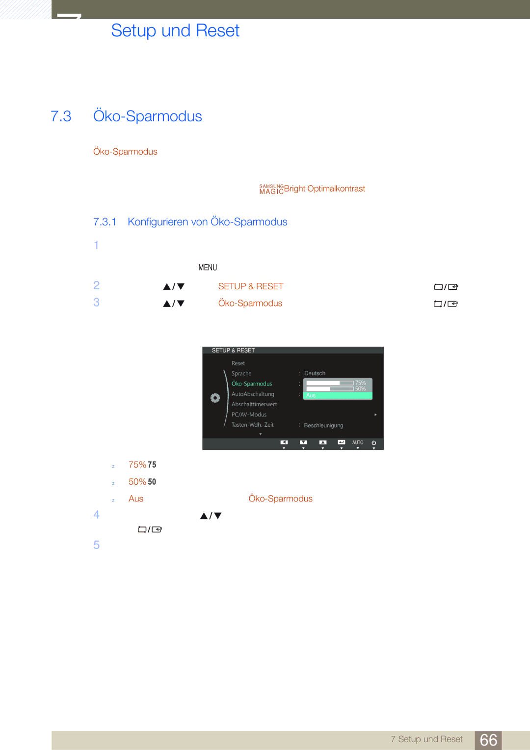 Samsung LS23B550VS/EN, LS27B550VS/EN manual Konfigurieren von Öko-Sparmodus 