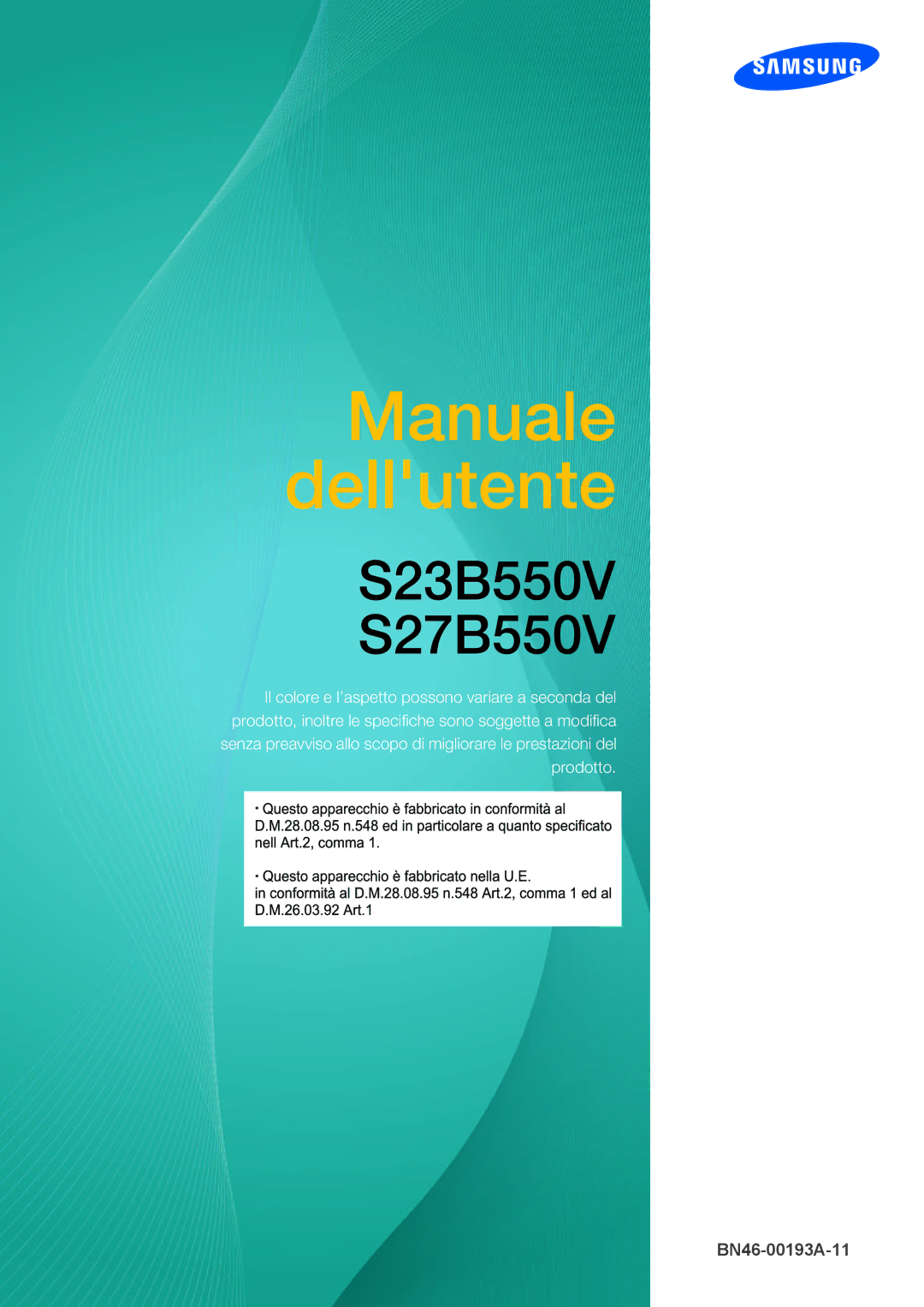 Samsung LS27B550VS/EN, LS23B550VS/EN manual Manuale dellutente 