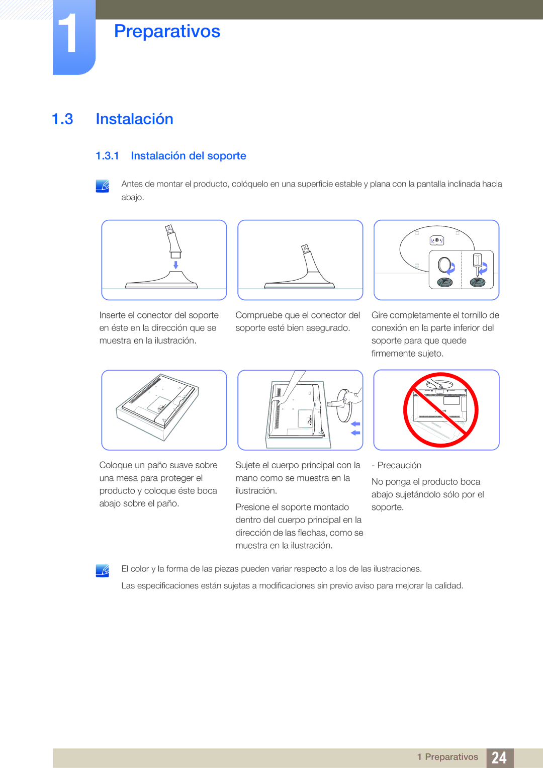 Samsung LS23B550VS/EN, LS27B550VS/EN manual Instalación del soporte 