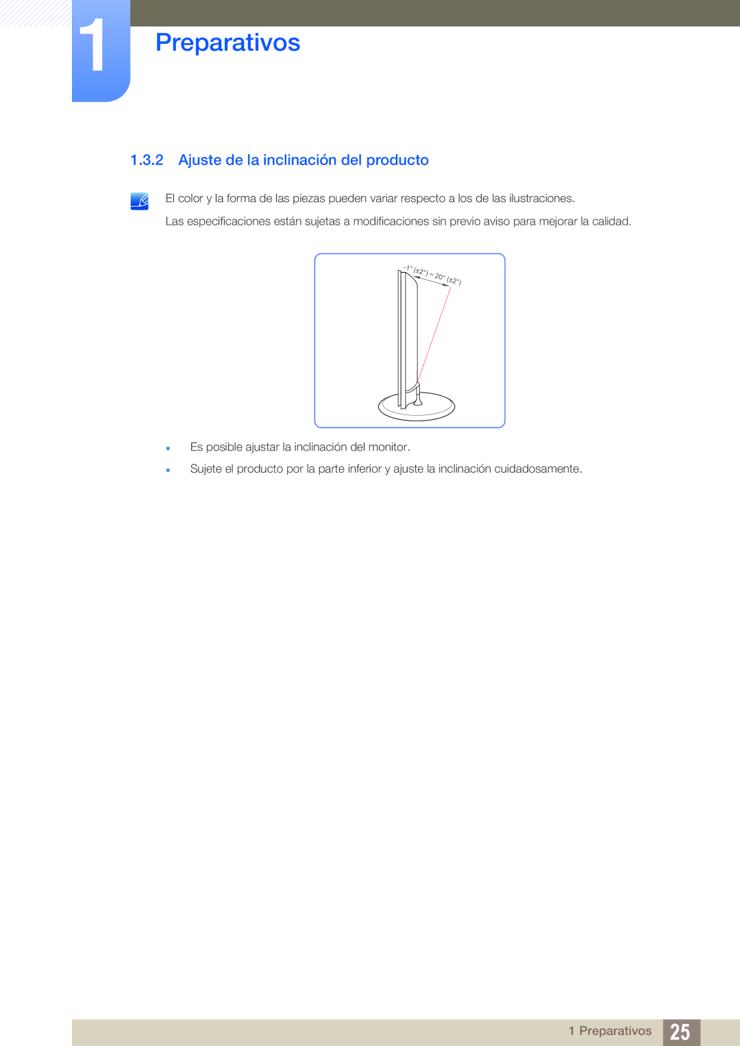 Samsung LS27B550VS/EN, LS23B550VS/EN manual Ajuste de la inclinación del producto 