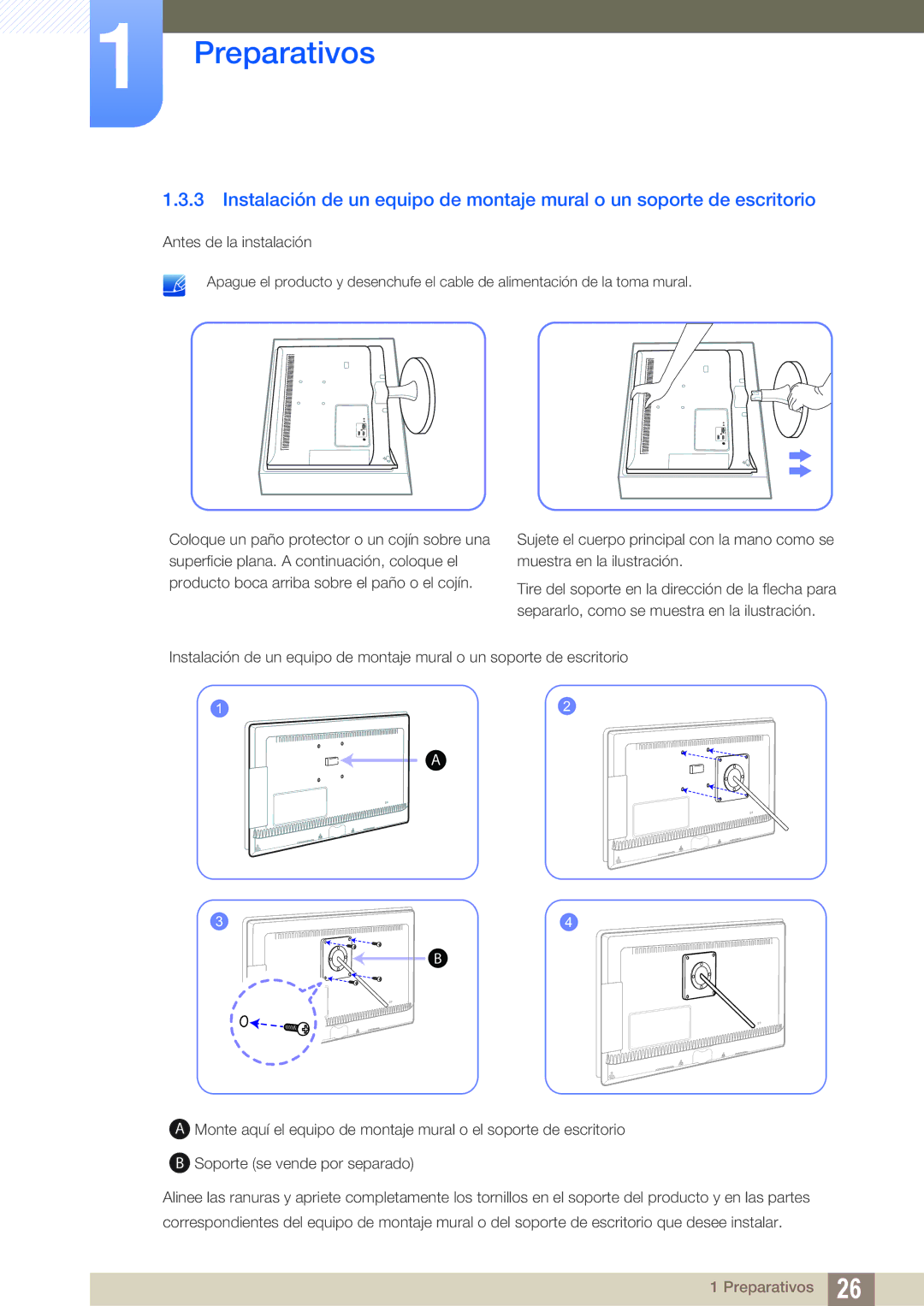 Samsung LS23B550VS/EN, LS27B550VS/EN manual Preparativos 