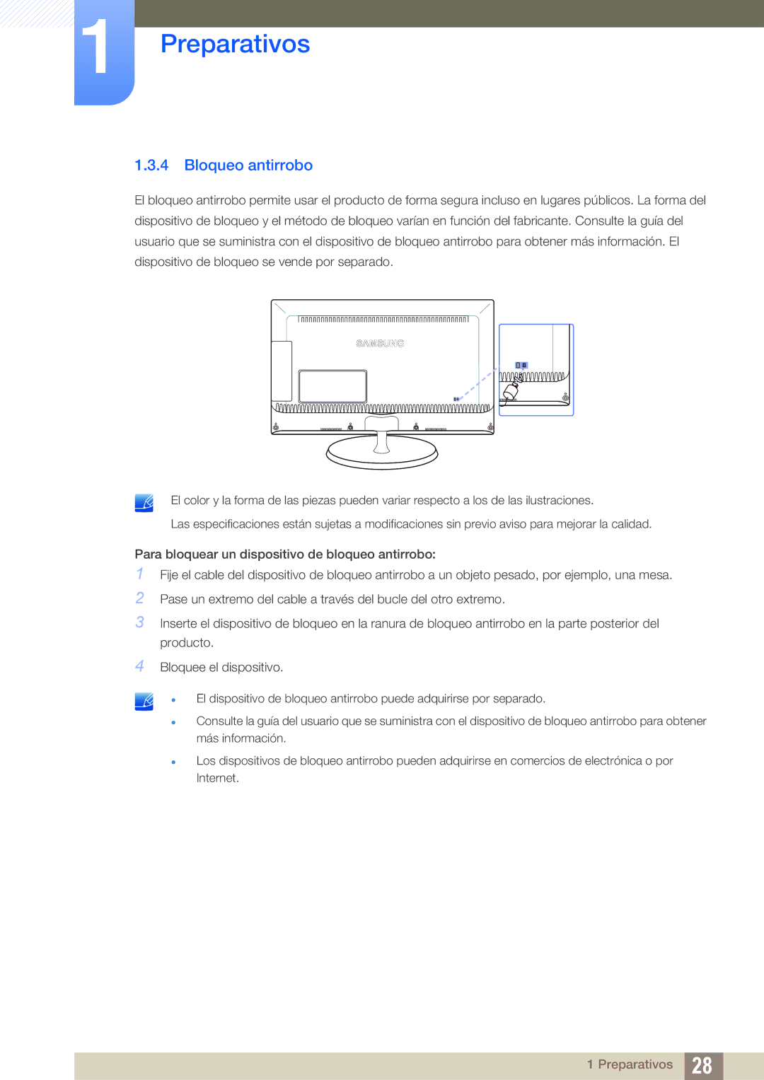 Samsung LS23B550VS/EN, LS27B550VS/EN manual Bloqueo antirrobo 