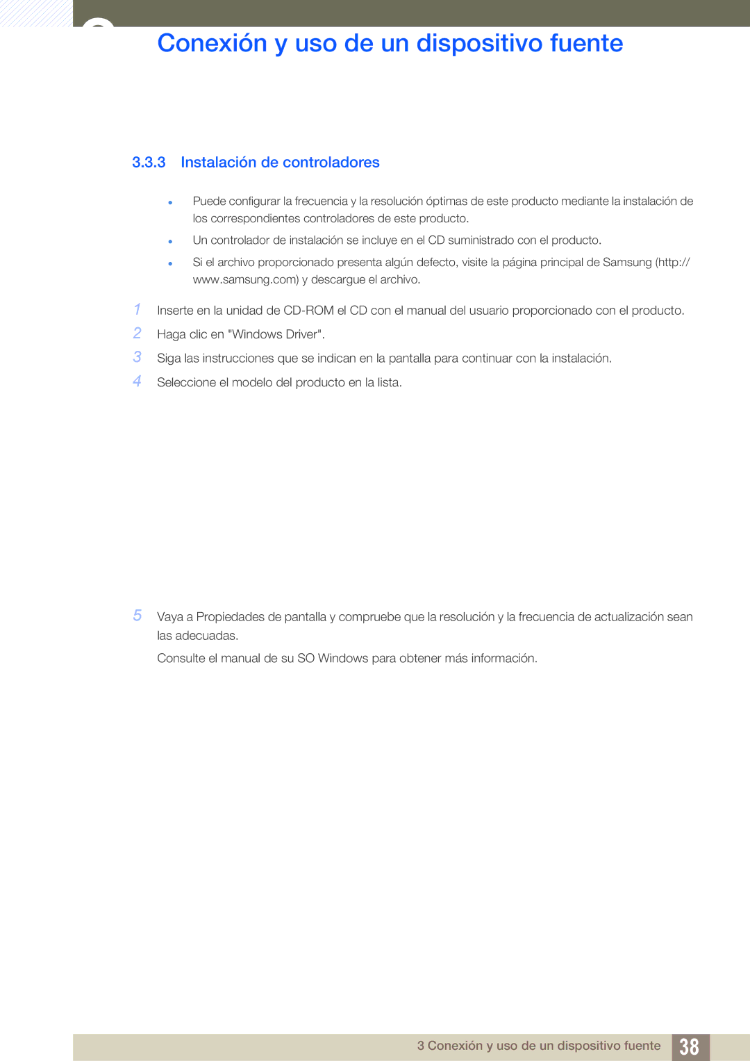 Samsung LS23B550VS/EN, LS27B550VS/EN manual Instalación de controladores 