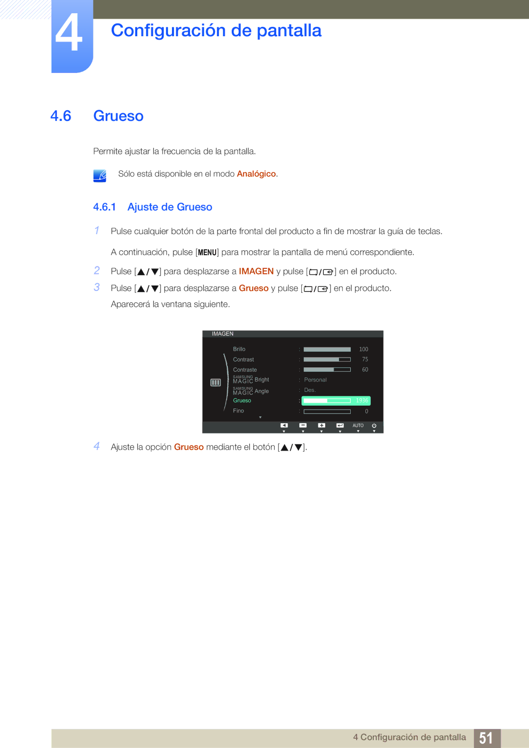 Samsung LS27B550VS/EN, LS23B550VS/EN manual Ajuste de Grueso 