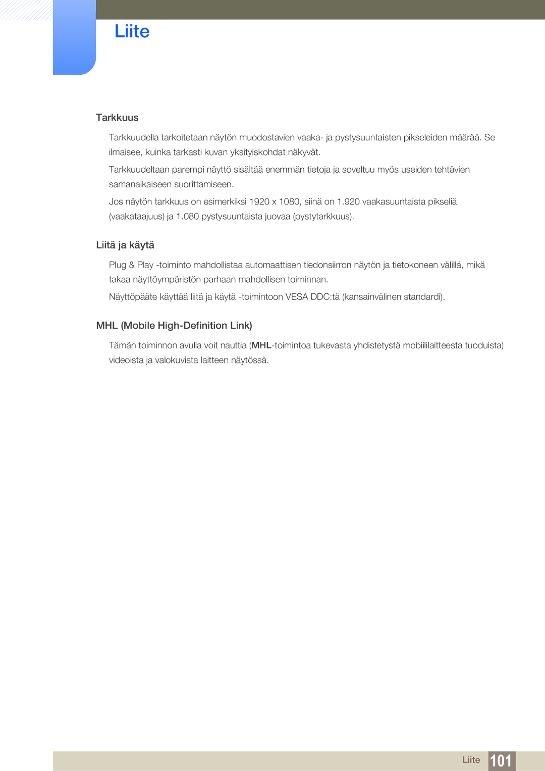 Samsung LS27B550VS/EN, LS23B550VS/EN manual Tarkkuus 