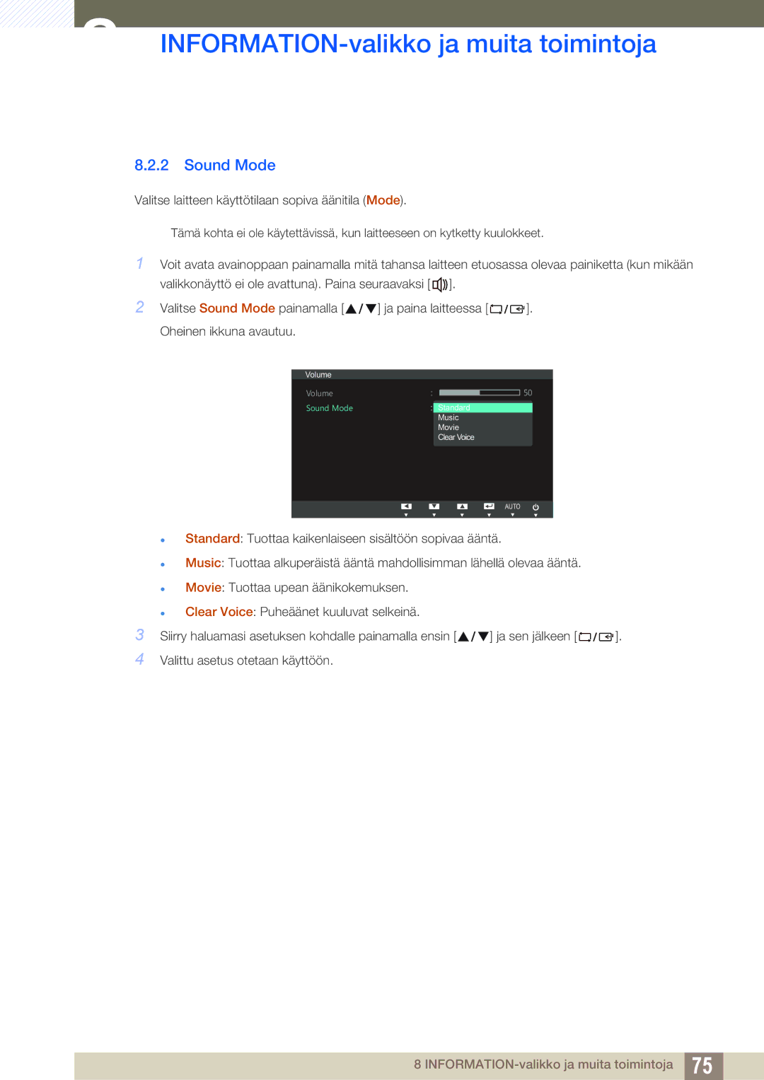 Samsung LS27B550VS/EN, LS23B550VS/EN manual Sound Mode 