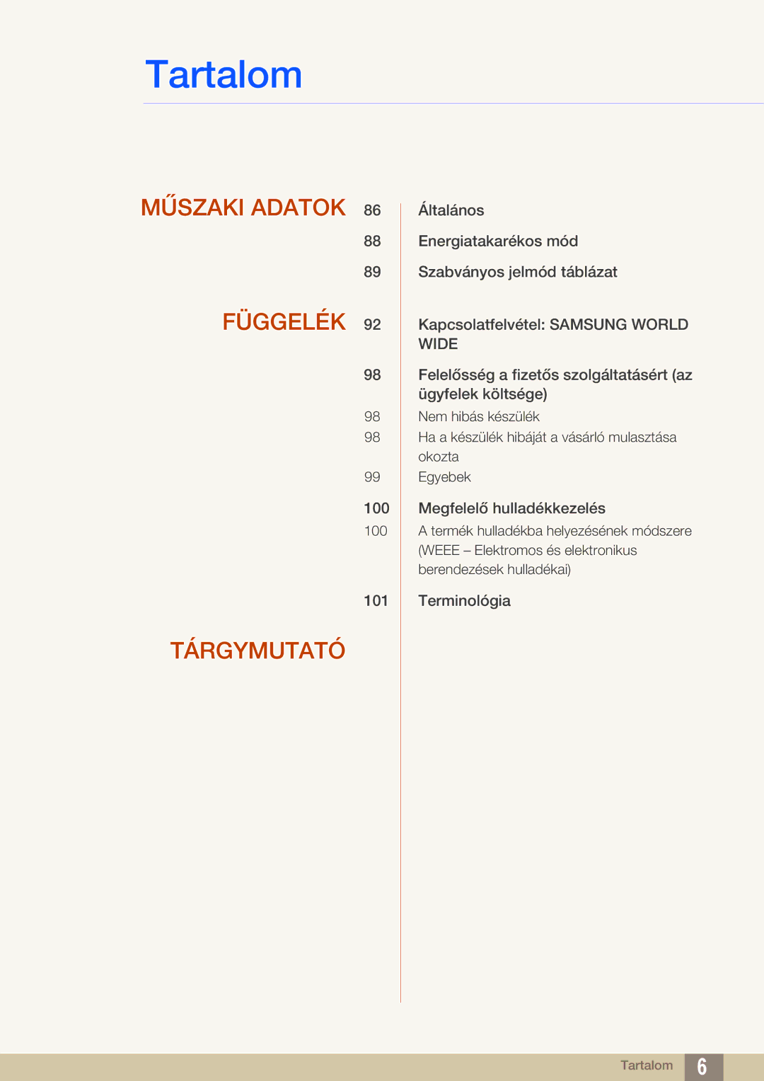 Samsung LS23B550VS/EN, LS27B550VS/EN manual Műszaki Adatok Függelék 