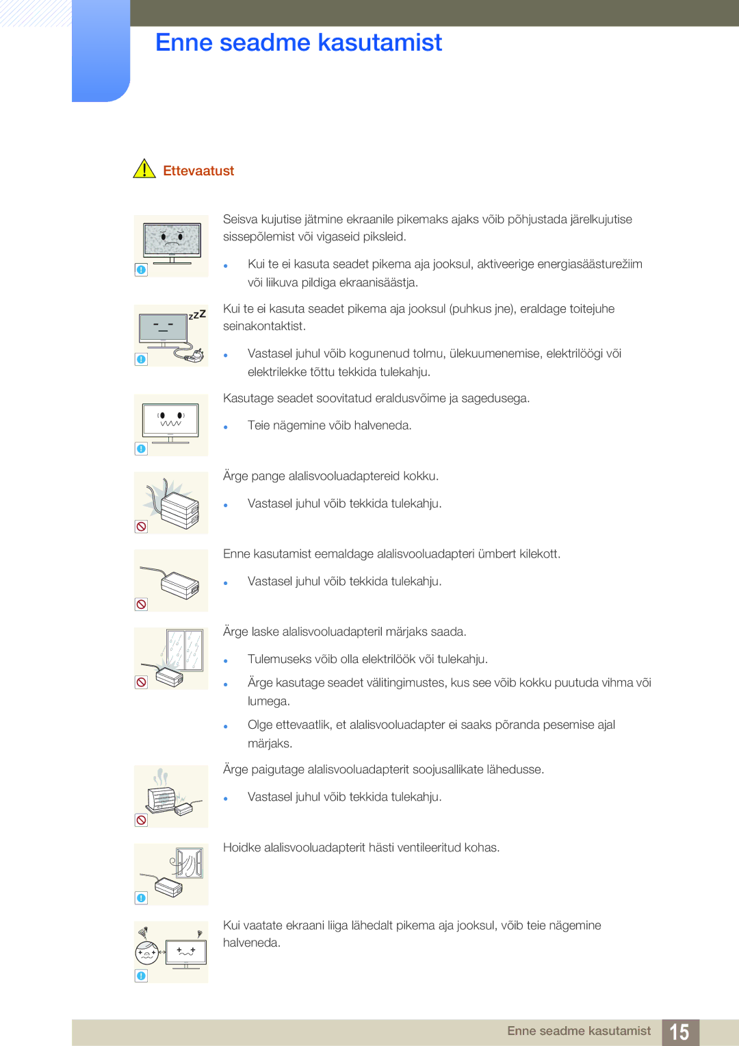 Samsung LS23B550VS/EN manual Ettevaatust 