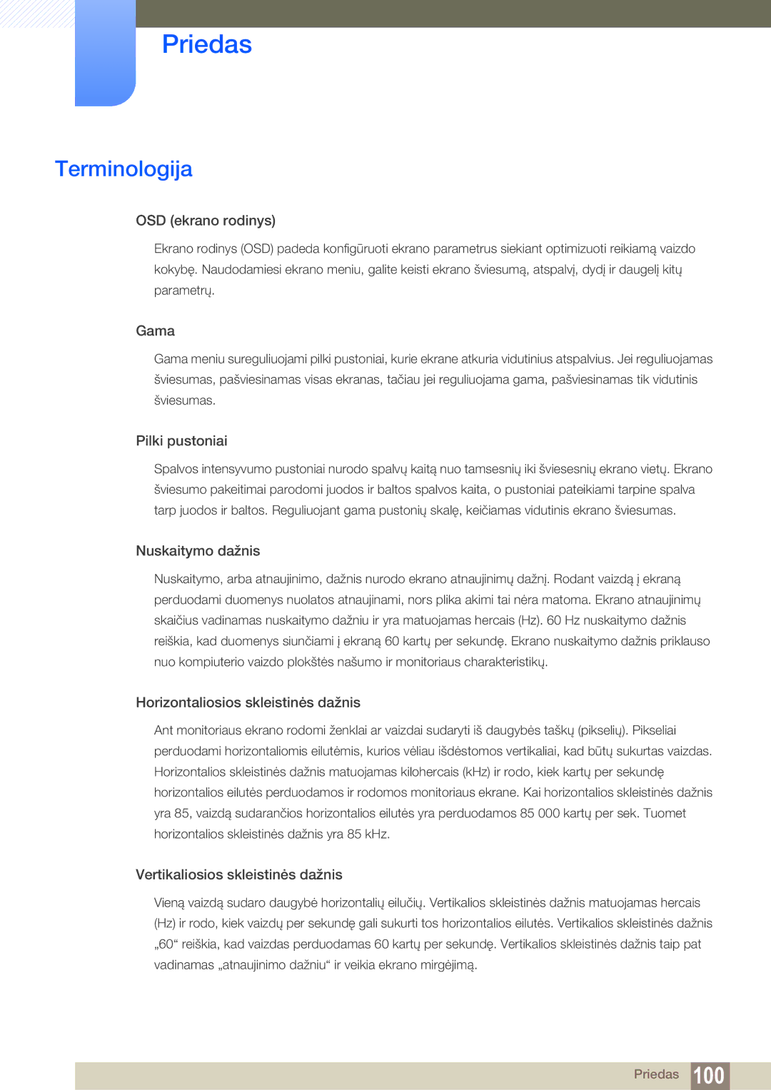 Samsung LS23B550VS/EN manual Terminologija, OSD ekrano rodinys 