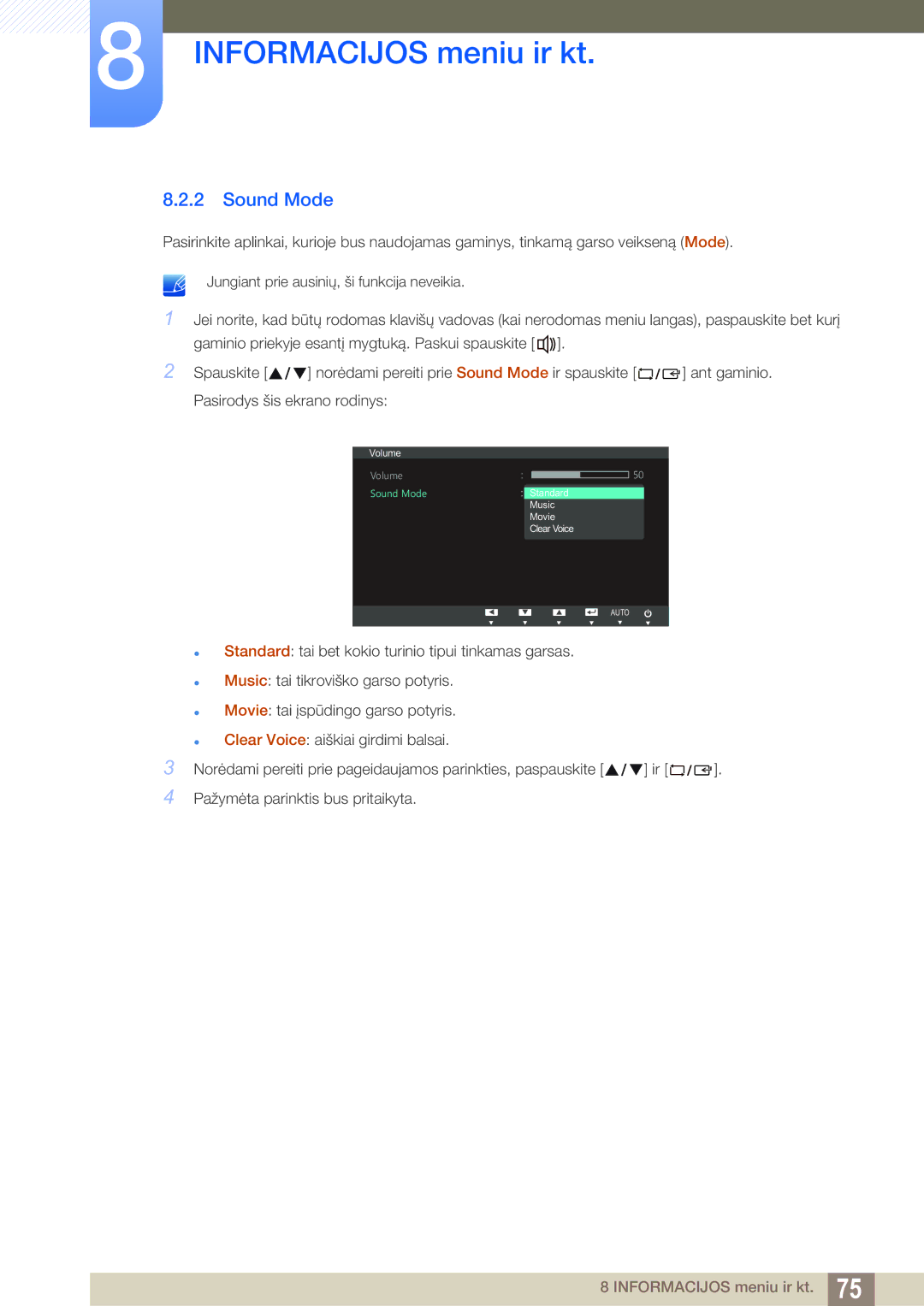 Samsung LS23B550VS/EN manual Sound Mode 