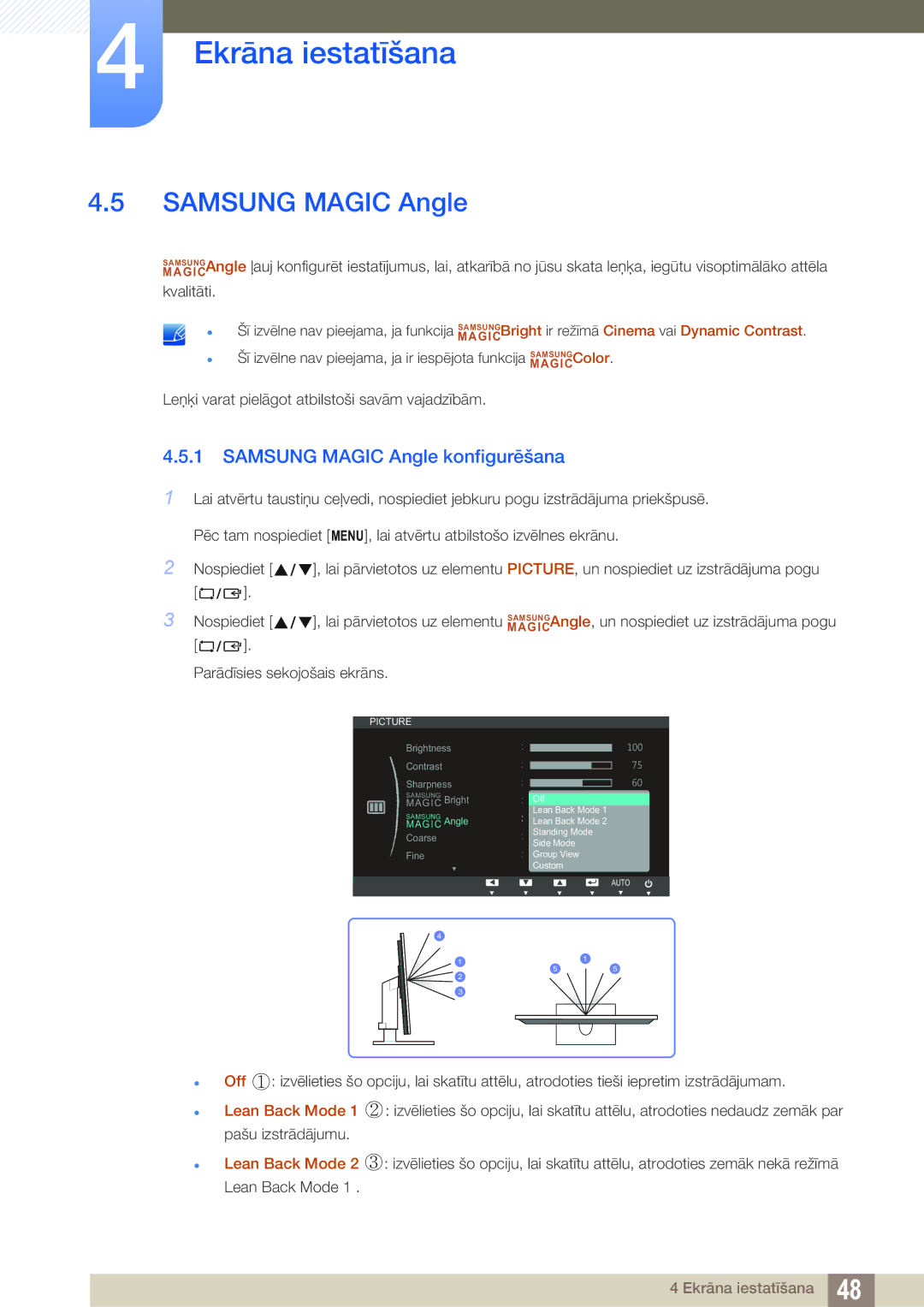 Samsung LS23B550VS/EN manual Samsung Magic Angle konfigurēšana 