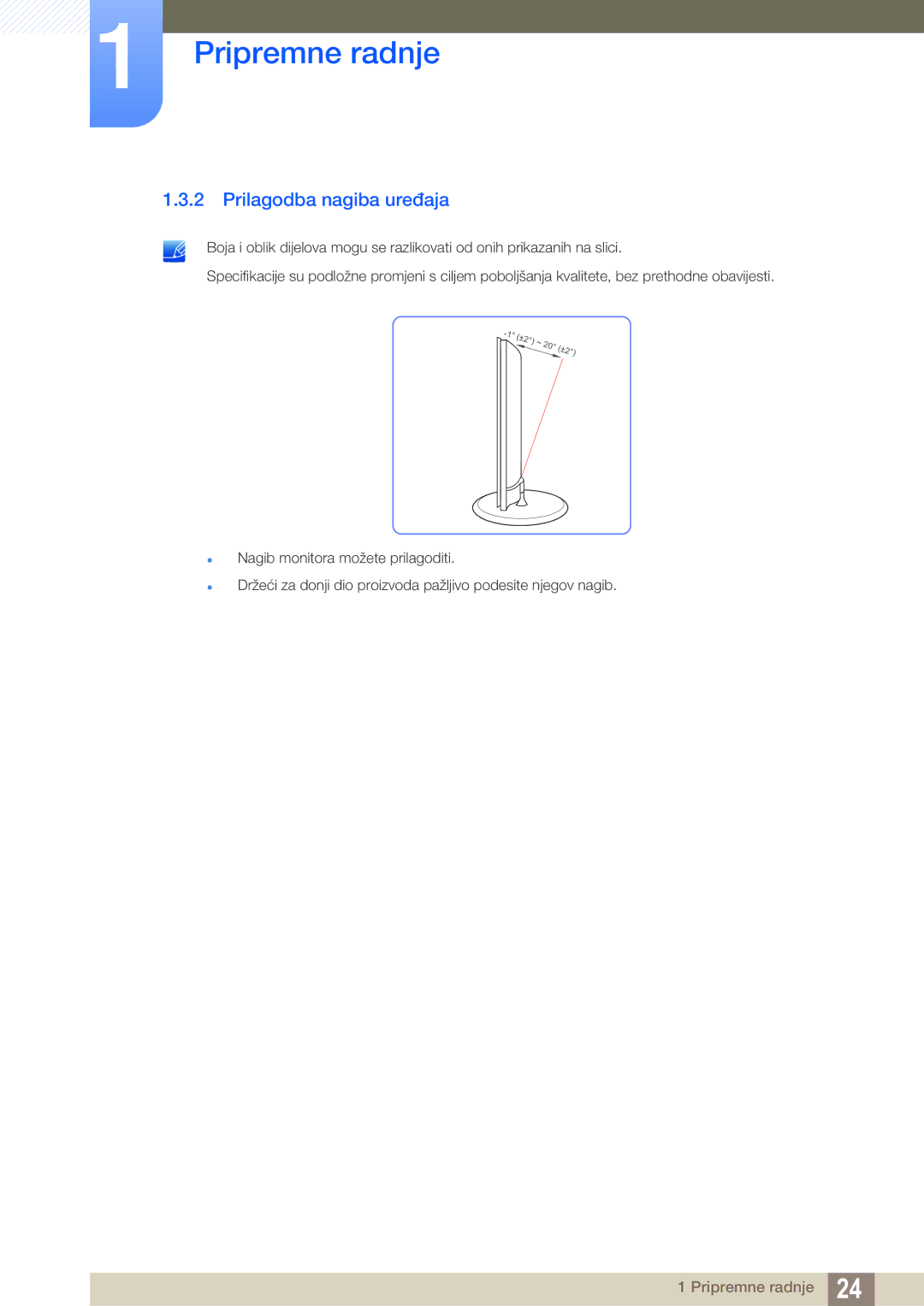 Samsung LS23B550VS/EN manual Prilagodba nagiba uređaja 