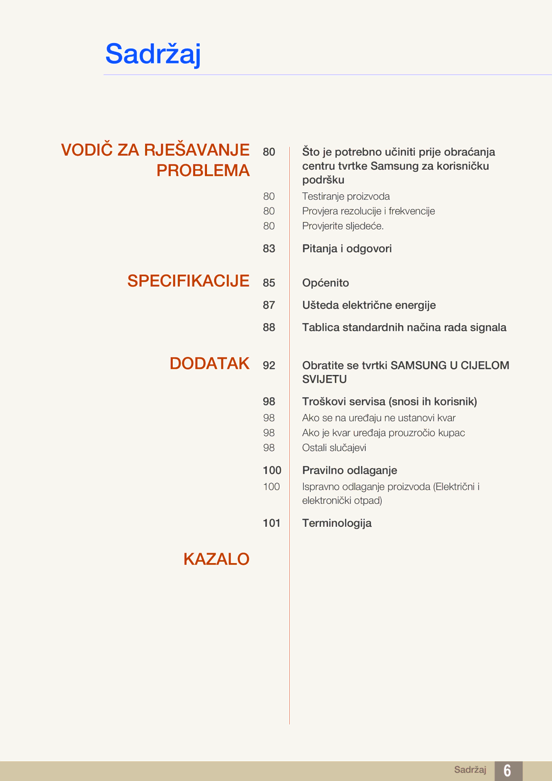 Samsung LS23B550VS/EN manual Kazalo 