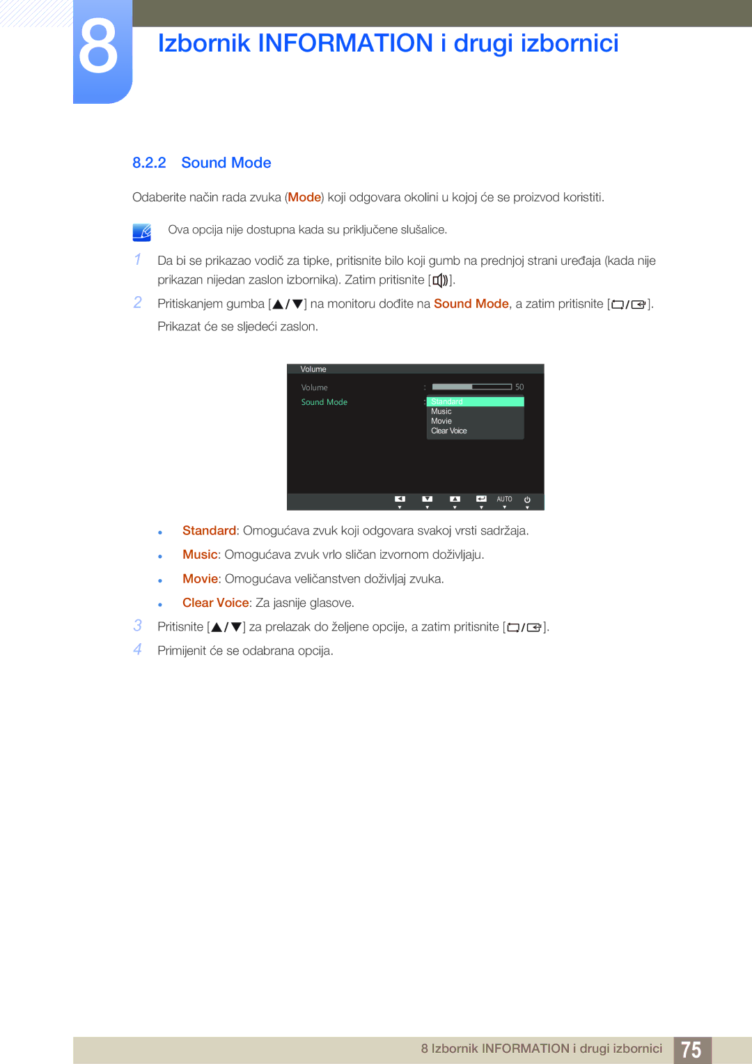 Samsung LS23B550VS/EN manual Sound Mode 