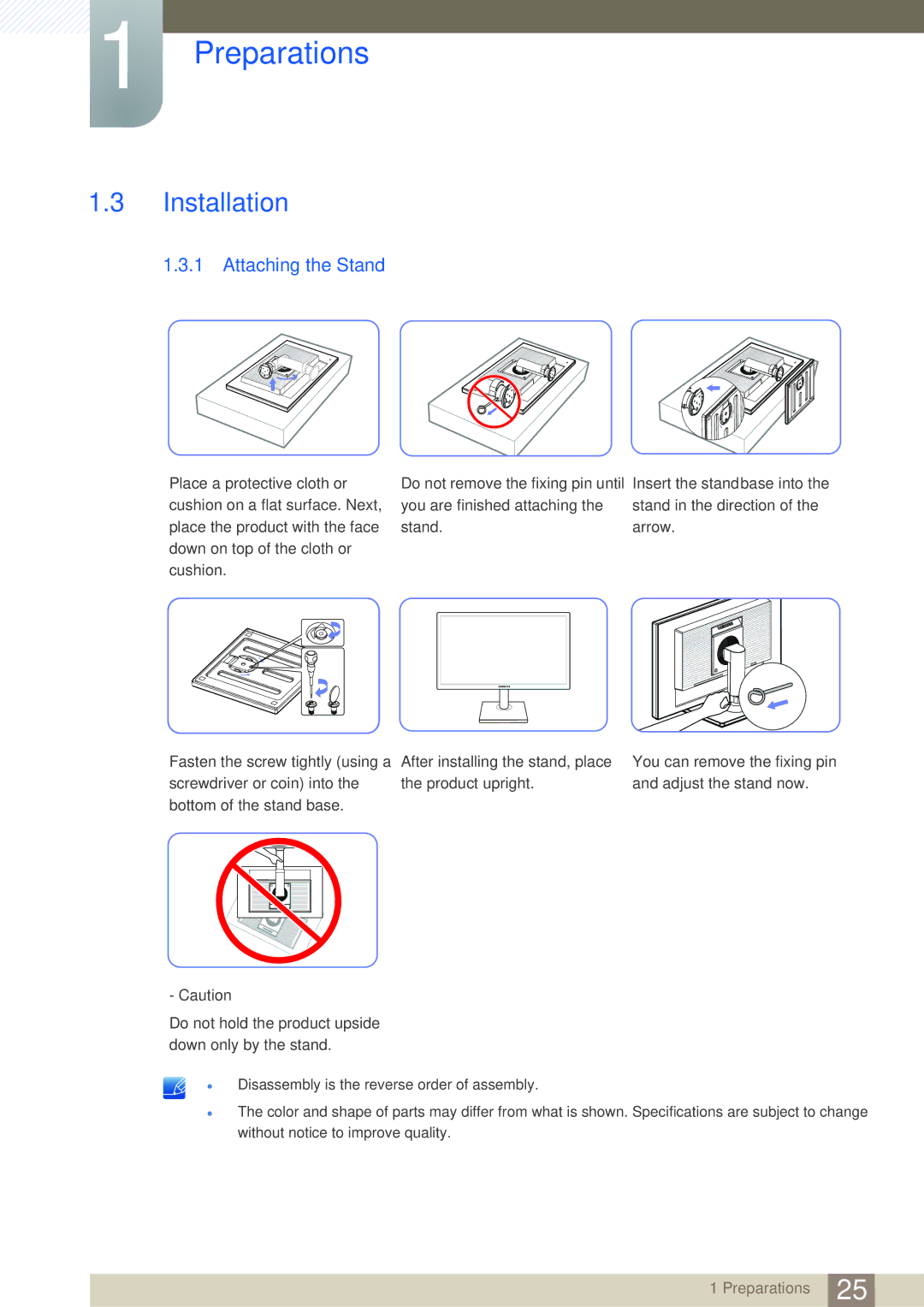 Samsung LS23C65UDC/EN, LS23C65KKS/EN, LS23C65KKC/EN, LS24C65UPL/EN, LS22C65UDC/EN manual Installation, Attaching the Stand 