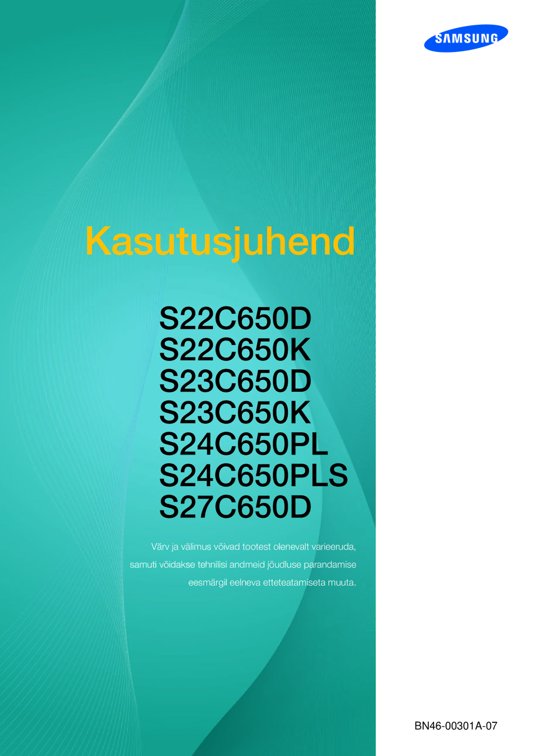 Samsung LS23C65KKC/EN, LS23C65KKS/EN, LS23C65UDC/EN, LS24C65UPL/EN, LS22C65UDC/EN, LS22C65KKS/EN manual Kasutusjuhend 