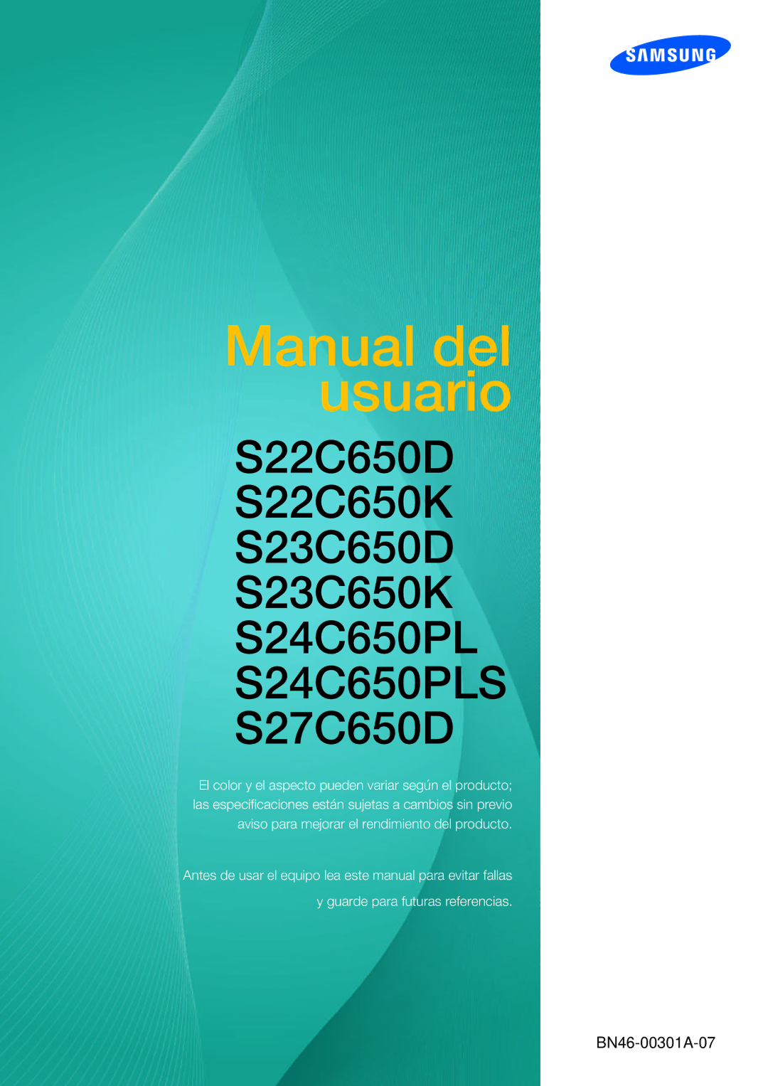 Samsung LS24C65UPL/EN, LS23C65UDC/EN, LS22C65UDC/EN, LS22C65UDS/EN, LS27C65UDS/EN, LS23C65UDS/EN manual Manual del usuario 