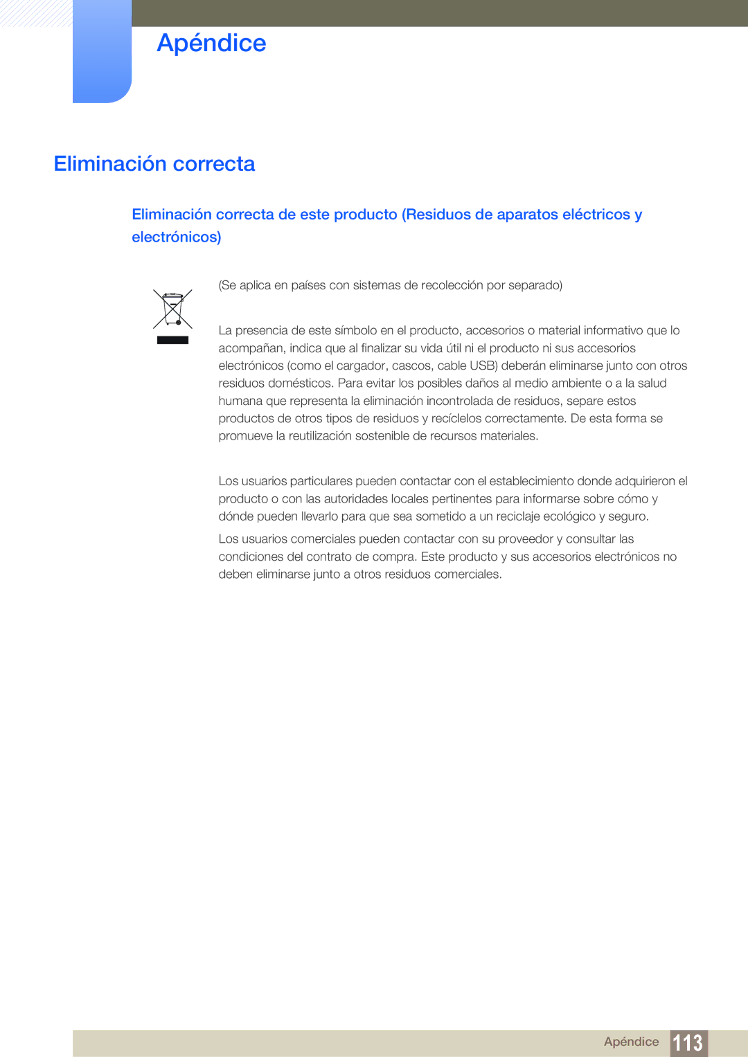 Samsung LS24C65UPL/EN, LS23C65UDC/EN, LS22C65UDC/EN, LS22C65UDS/EN, LS27C65UDS/EN, LS23C65UDS/EN manual Eliminación correcta 