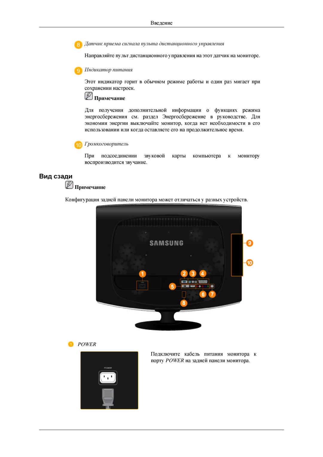 Samsung LS23CFEKFSEN, LS23CFEKF/EN, LS23CFVKF/EN manual Вид сзади 