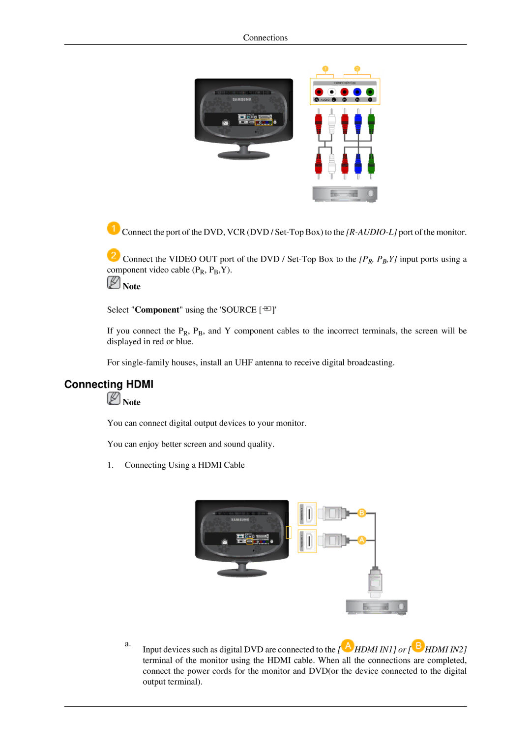 Samsung LS23CFEKF/EN, LS23CFVKF/EN, LS23CFVKF/XE, LS23CFEKFSEN, LS23CFVKF/CH manual Connecting Hdmi 