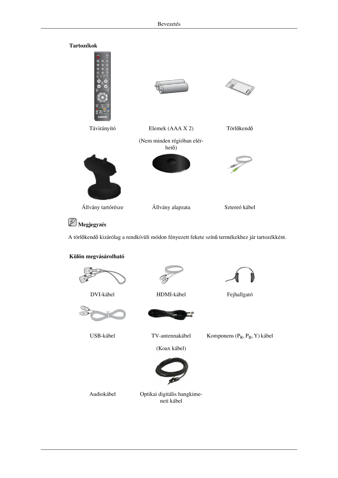 Samsung LS23CFVKF/XE, LS23CFEKF/EN, LS23CFVKF/EN manual Külön megvásárolható 