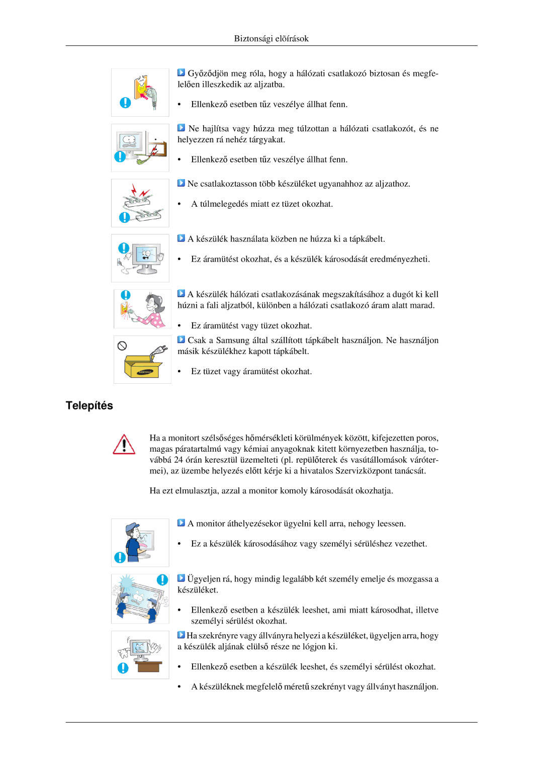 Samsung LS23CFEKF/EN, LS23CFVKF/EN, LS23CFVKF/XE manual Telepítés 