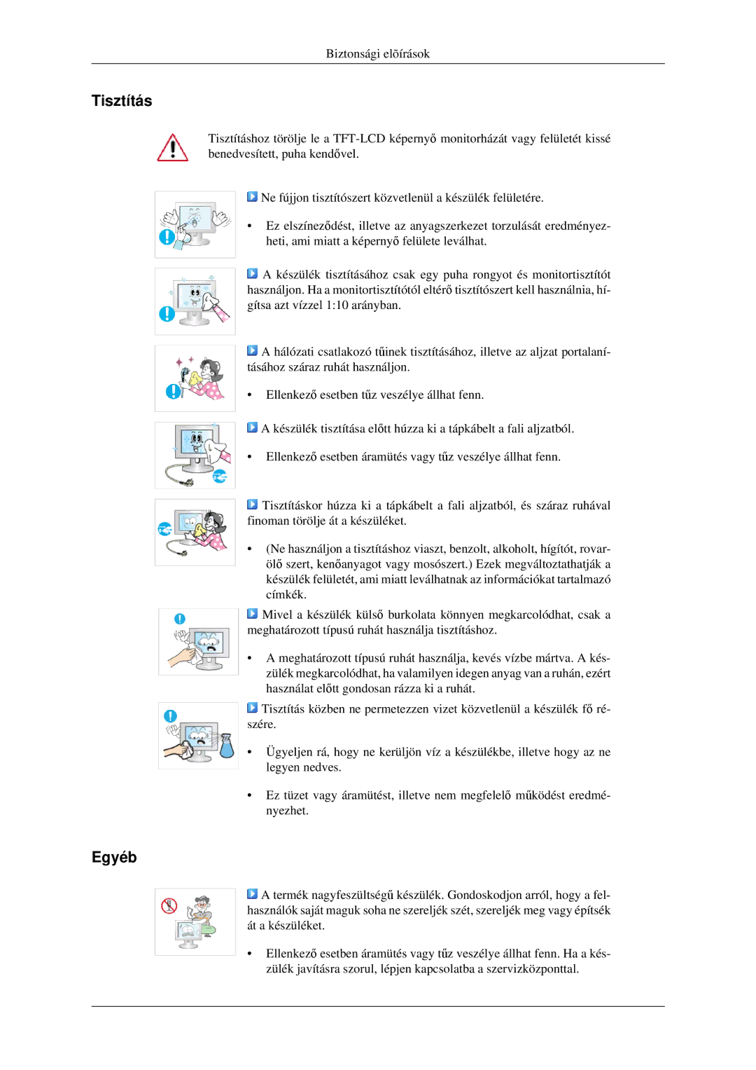 Samsung LS23CFVKF/XE, LS23CFEKF/EN, LS23CFVKF/EN manual Tisztítás, Egyéb 