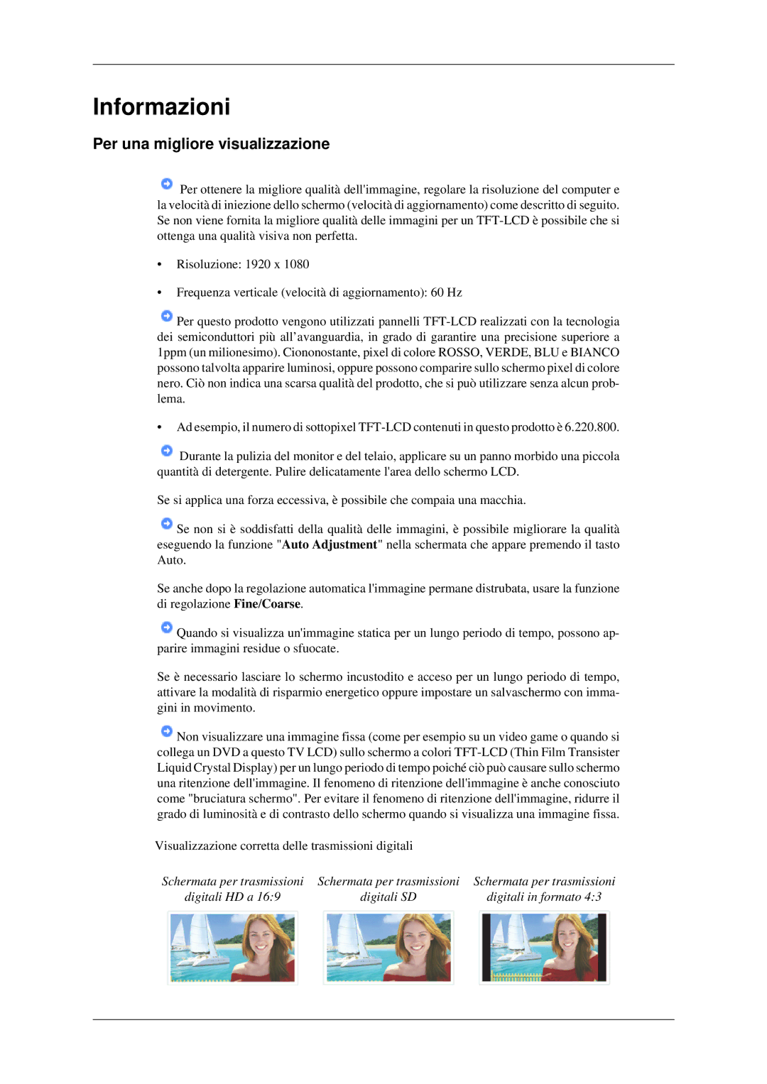 Samsung LS23CFEKF/EN, LS23CFVKF/EN manual Informazioni, Per una migliore visualizzazione 