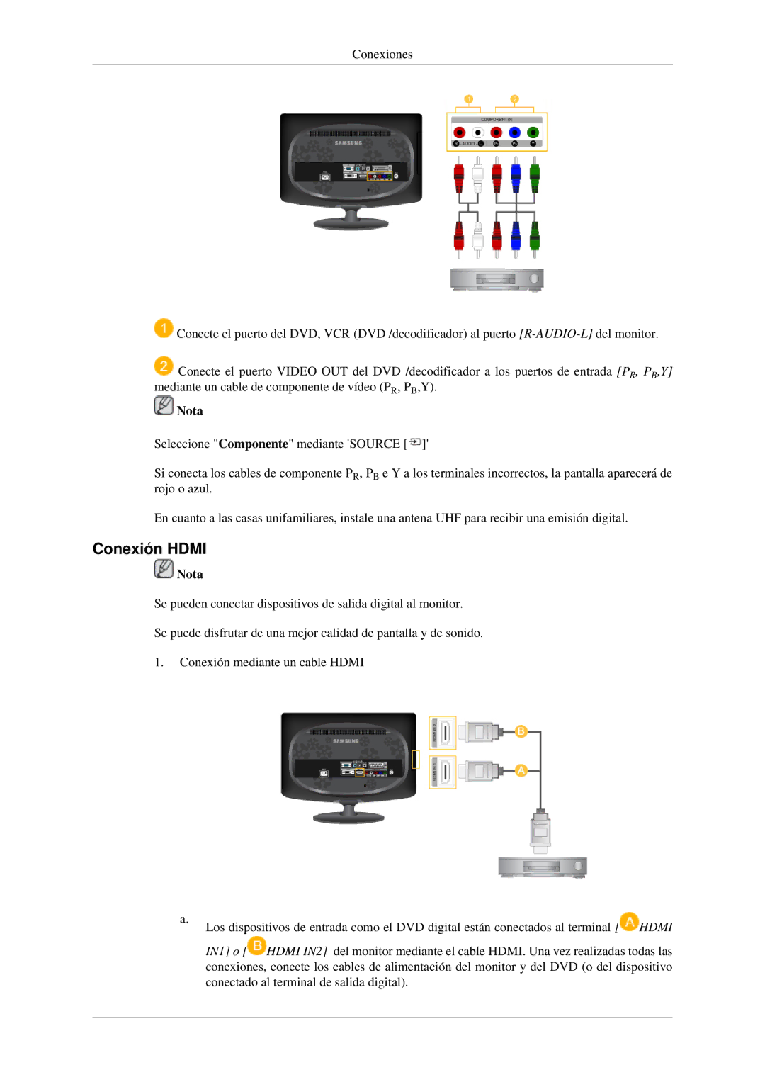 Samsung LS23CFVKF/EN, LS23CFEKF/EN manual Conexión Hdmi 