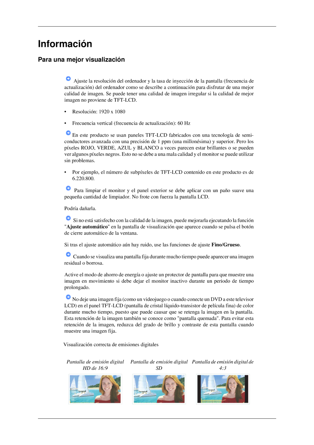 Samsung LS23CFEKF/EN, LS23CFVKF/EN manual Información, Para una mejor visualización 